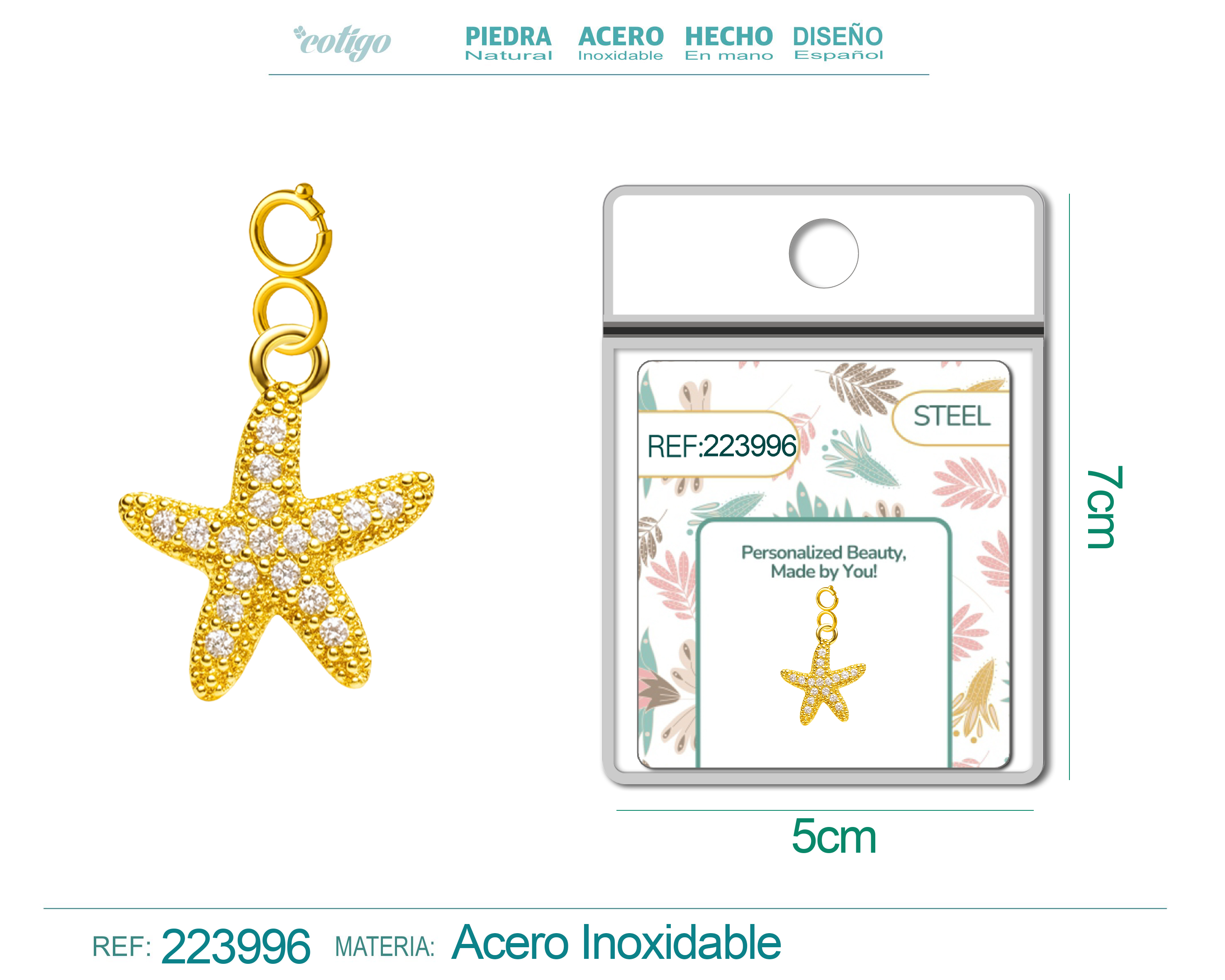 CHARM DE COBRE CHAPADO A ORO 14K CON CIRCONITA-CON CIERRE