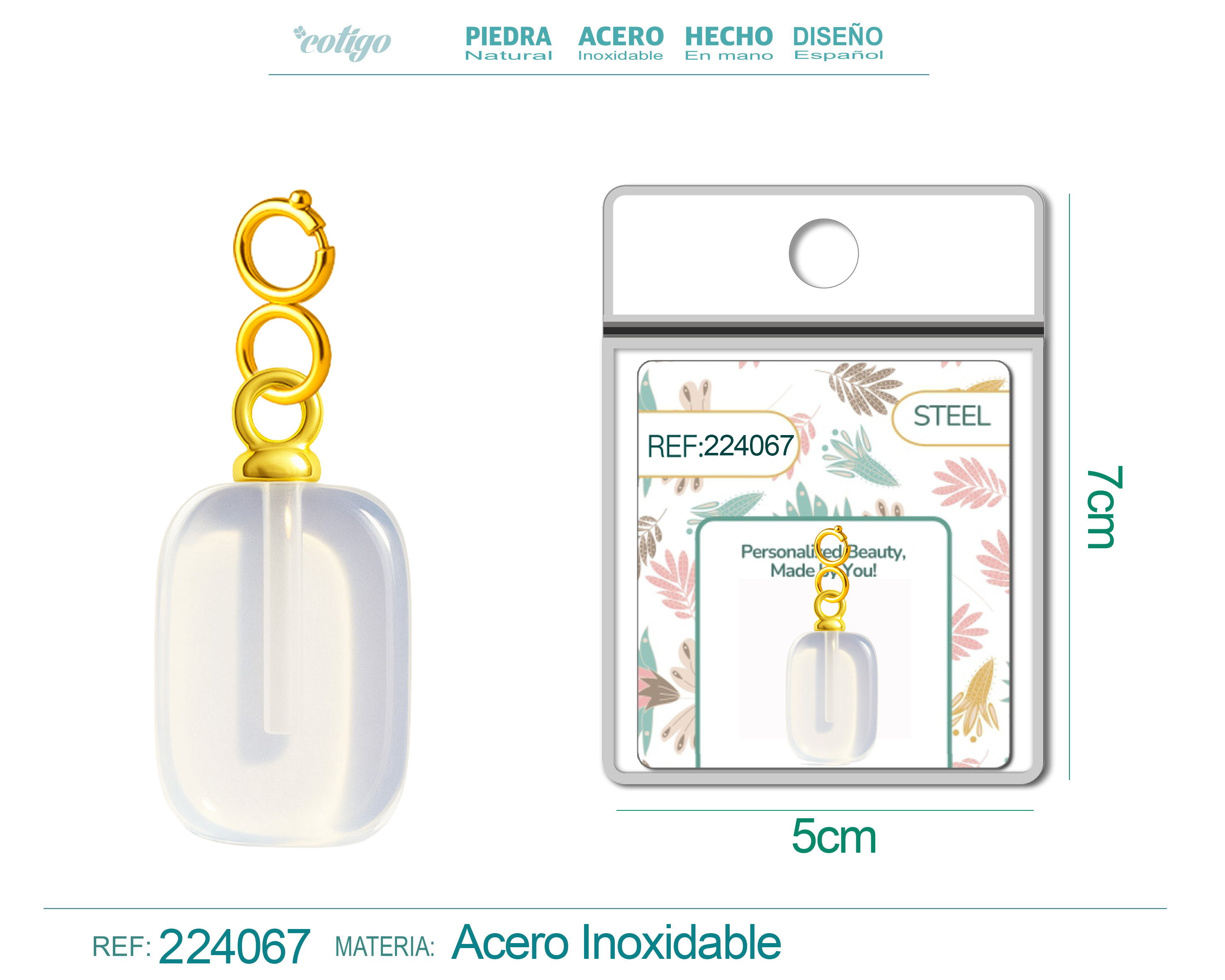 CHARM ACERO DORADO CHAPADO ORO 14 K-CON CIERRE
