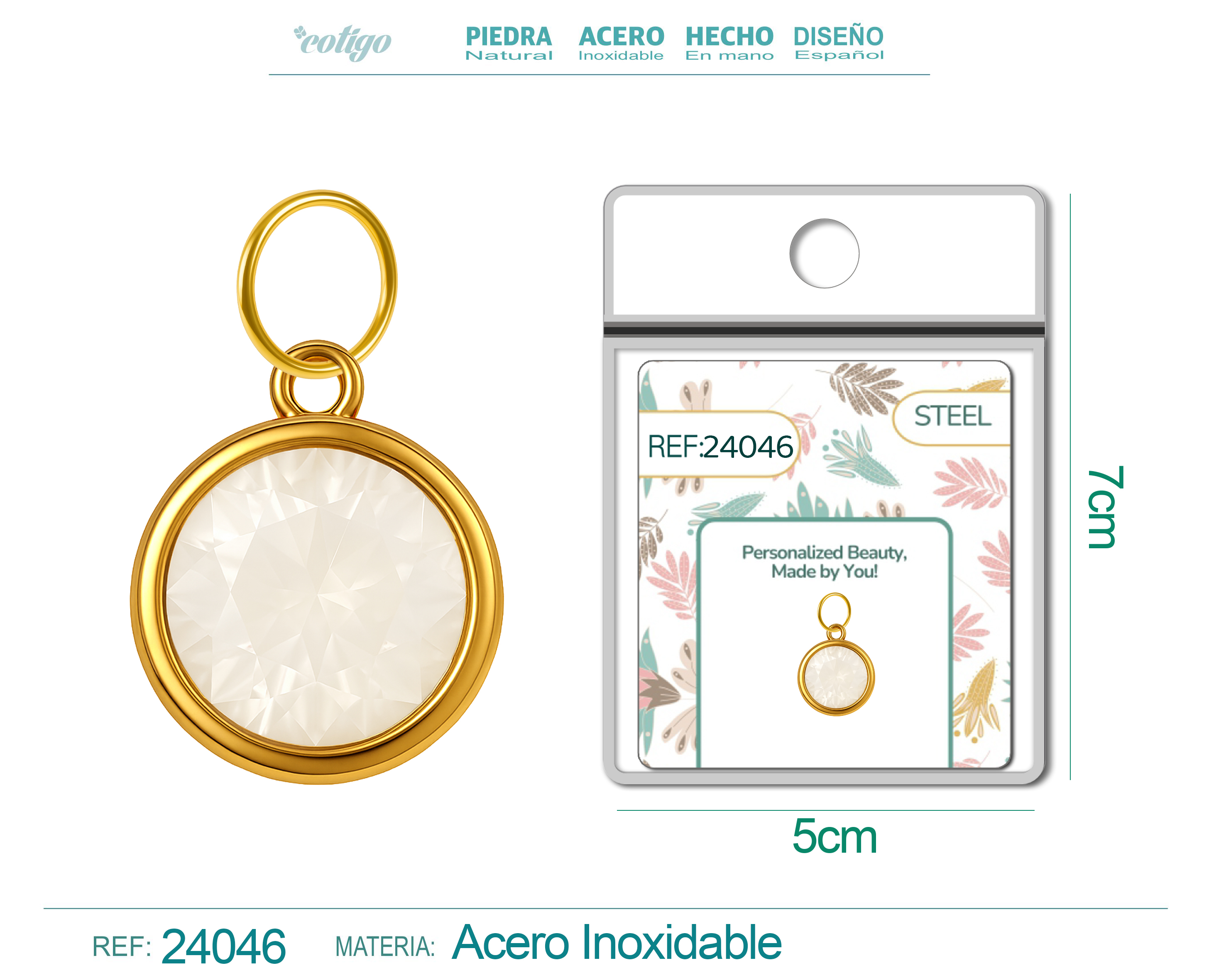 CHARM ACERO DORADO CON PIEDRA NACIMIENTO DE JUNIO