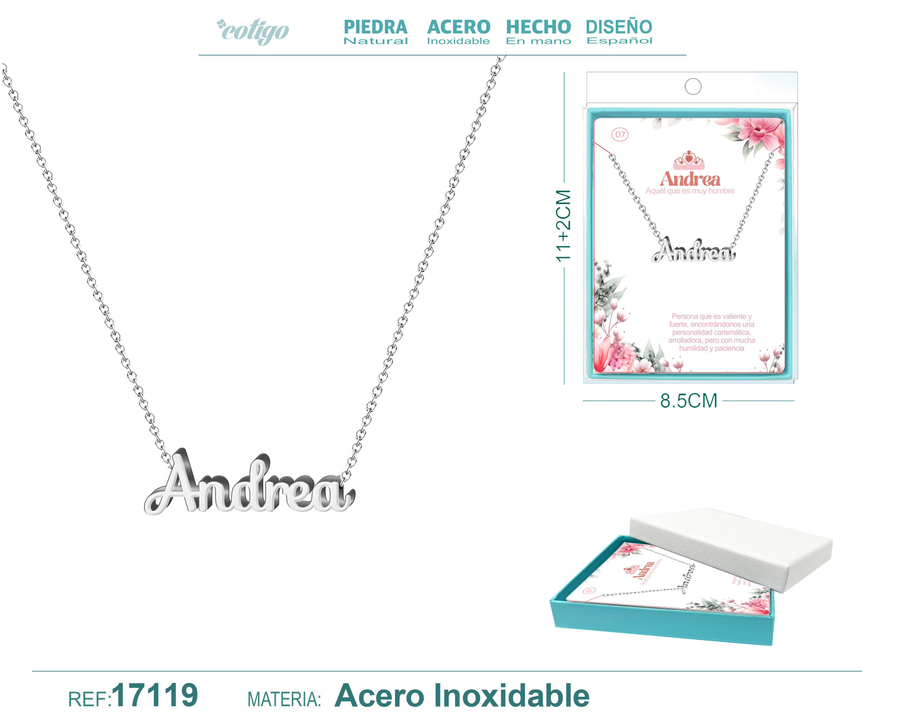 COLLAR ANDREA ACERO COLOR PLATEADO