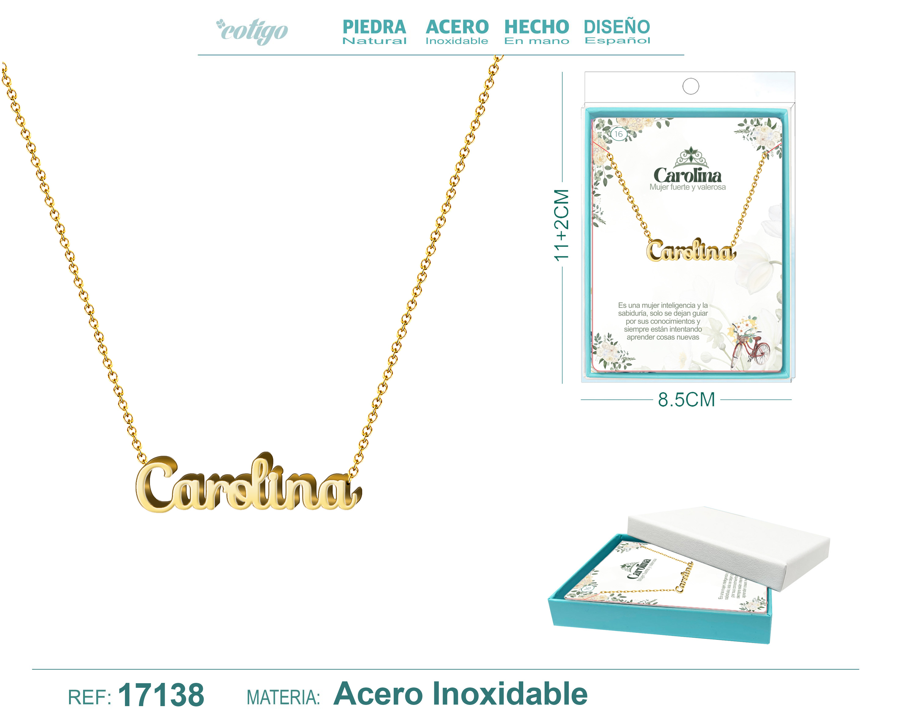 COLLAR CAROLINA ACERO COLOR DORADO