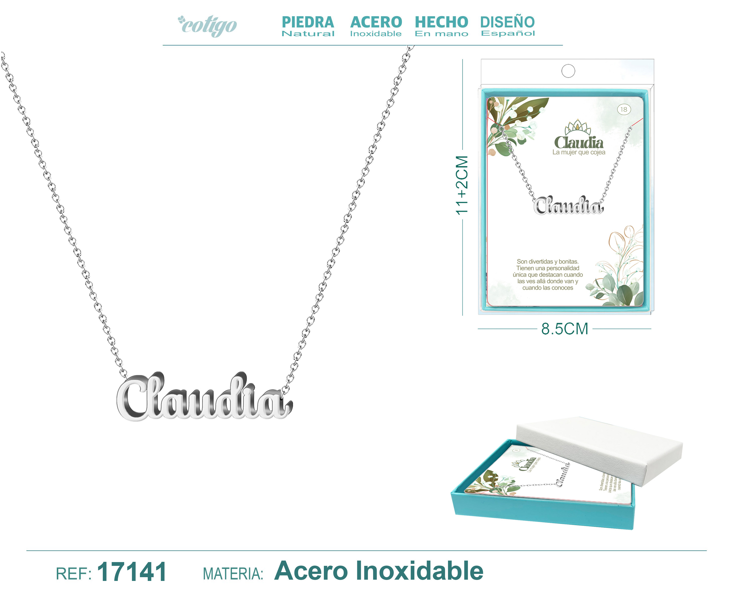 COLLAR CLAUDIA ACERO COLOR PLATEADO