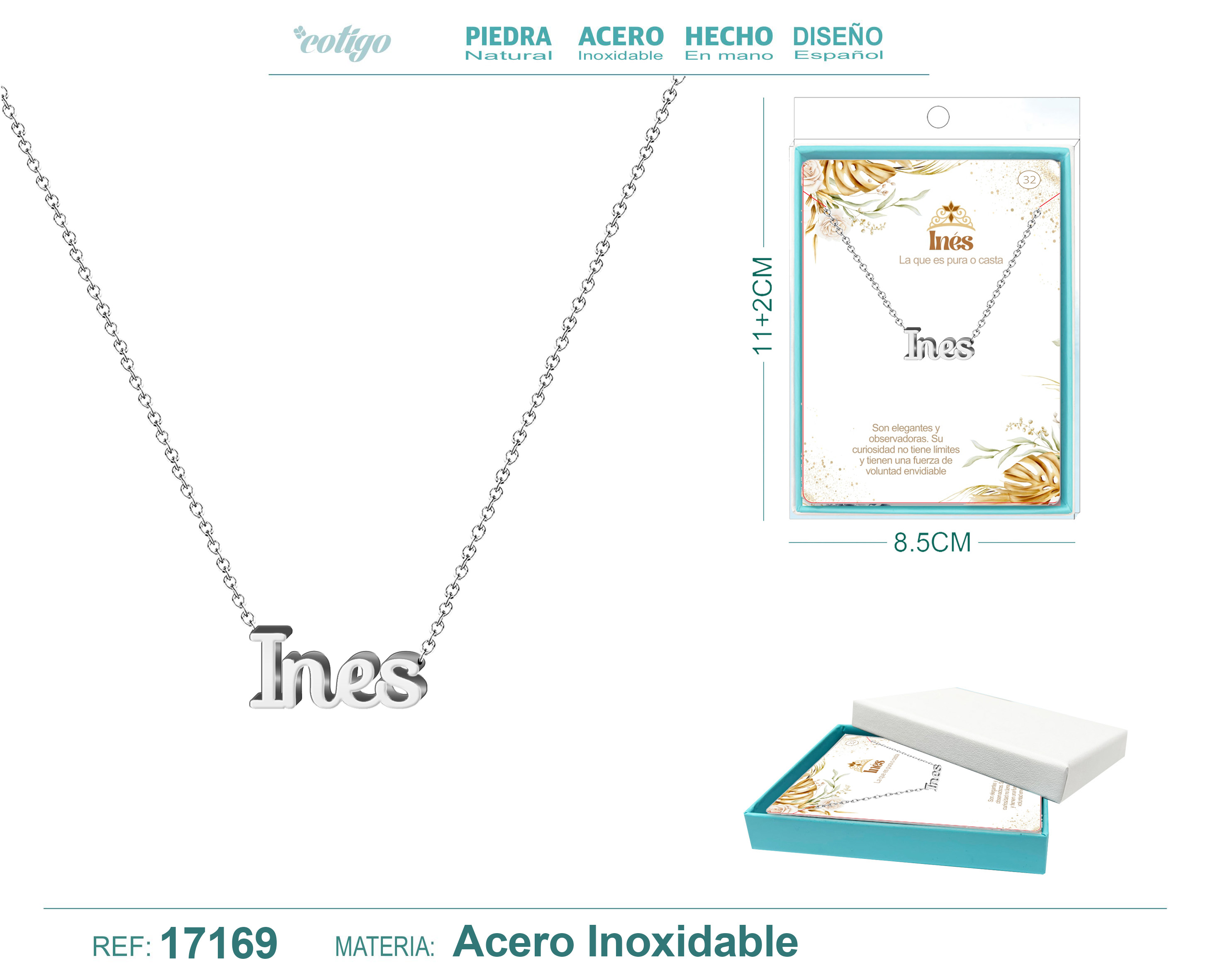 COLLAR INES ACERO COLOR PLATEADO