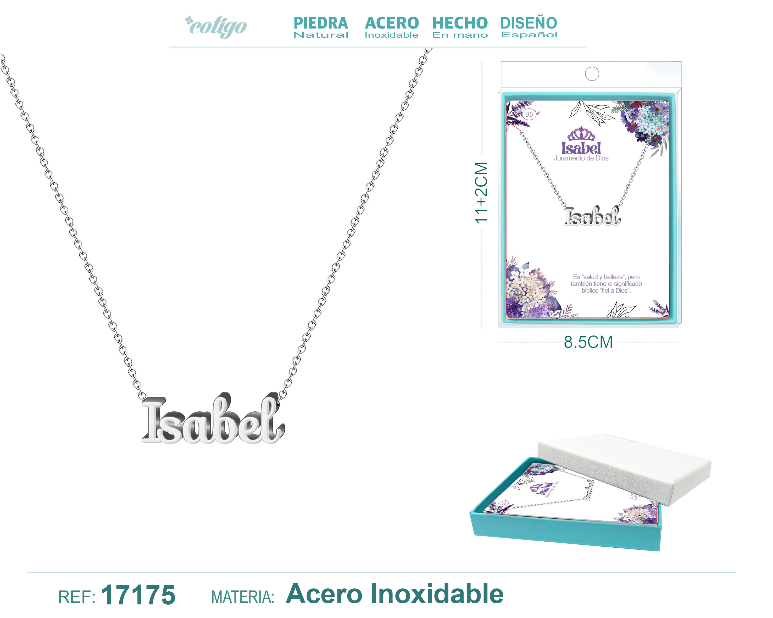 COLLAR ISABEL ACERO COLOR PLATEADO