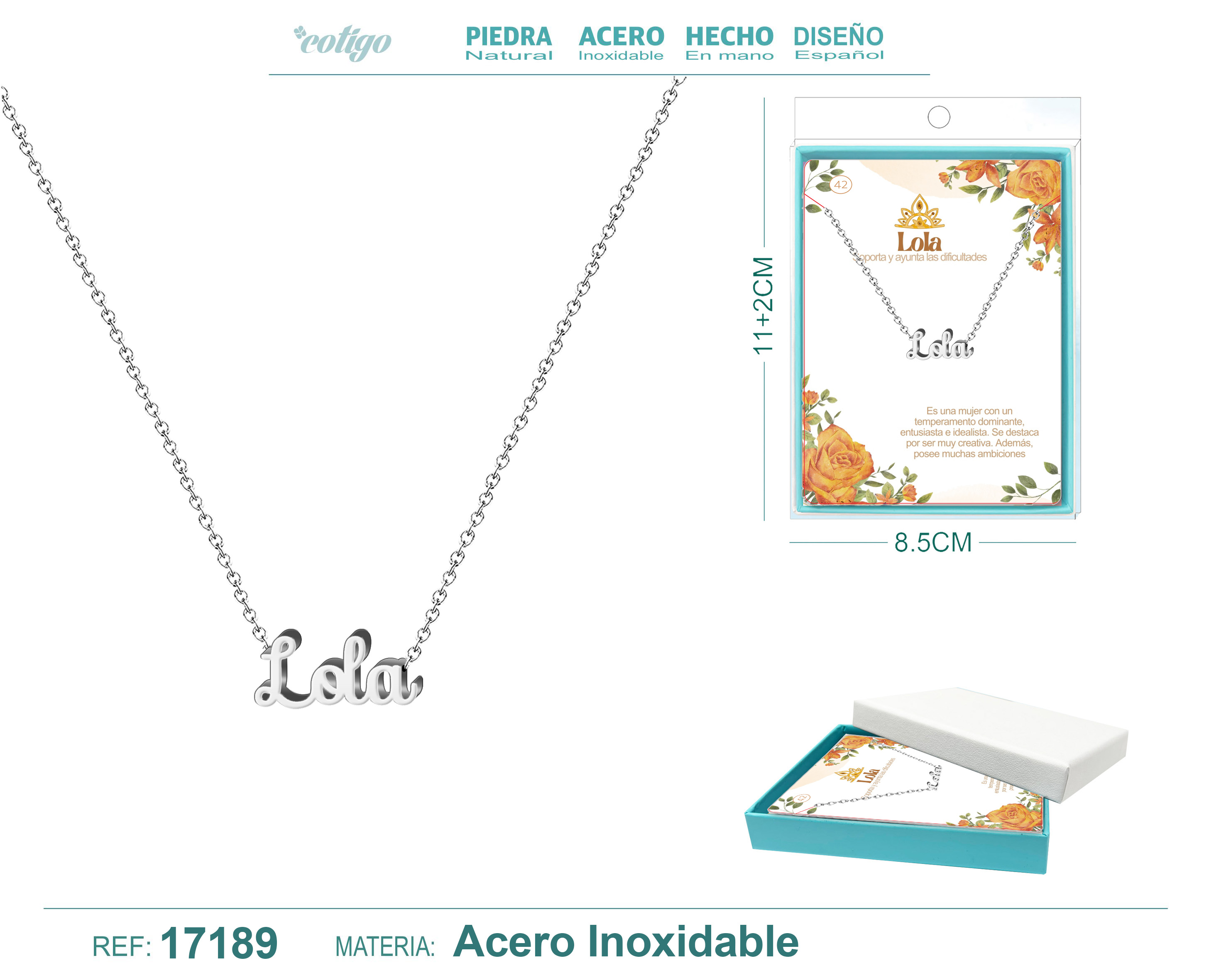COLLAR LOLA ACERO COLOR PLATEADO