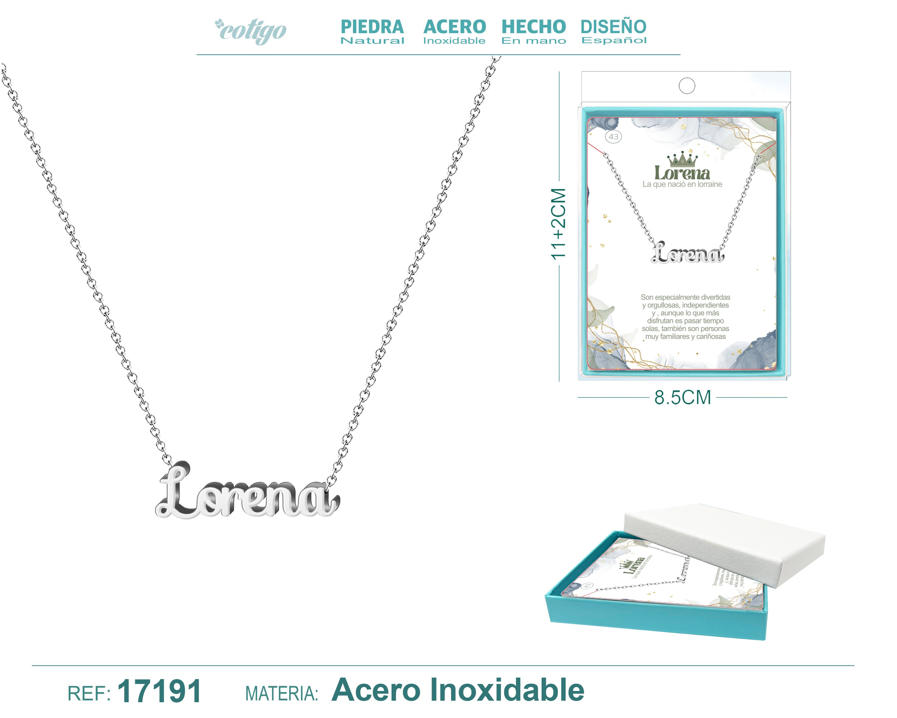 COLLAR LORENA ACERO COLOR PLATEADO