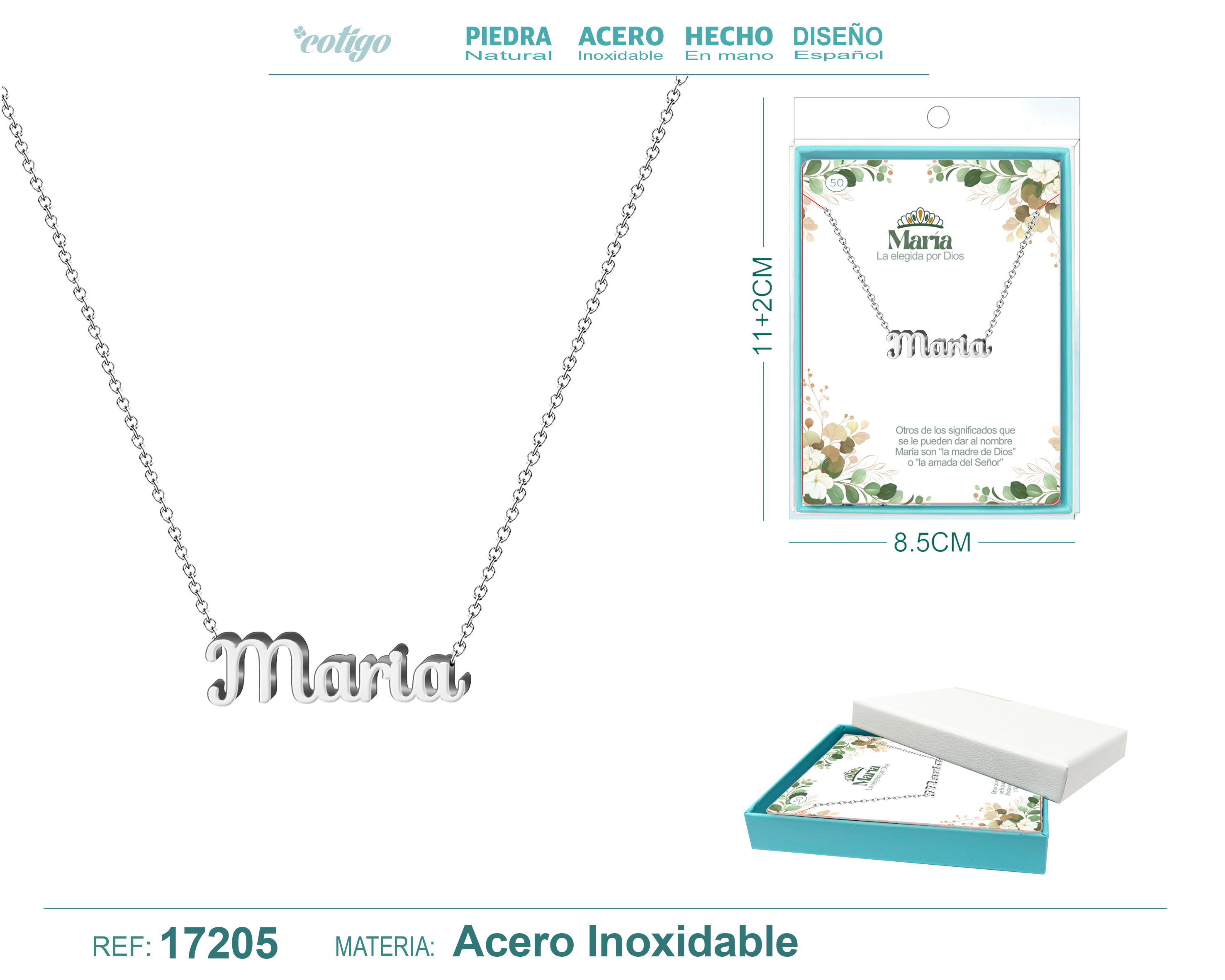 COLLAR MARIA ACERO COLOR PLATEADO