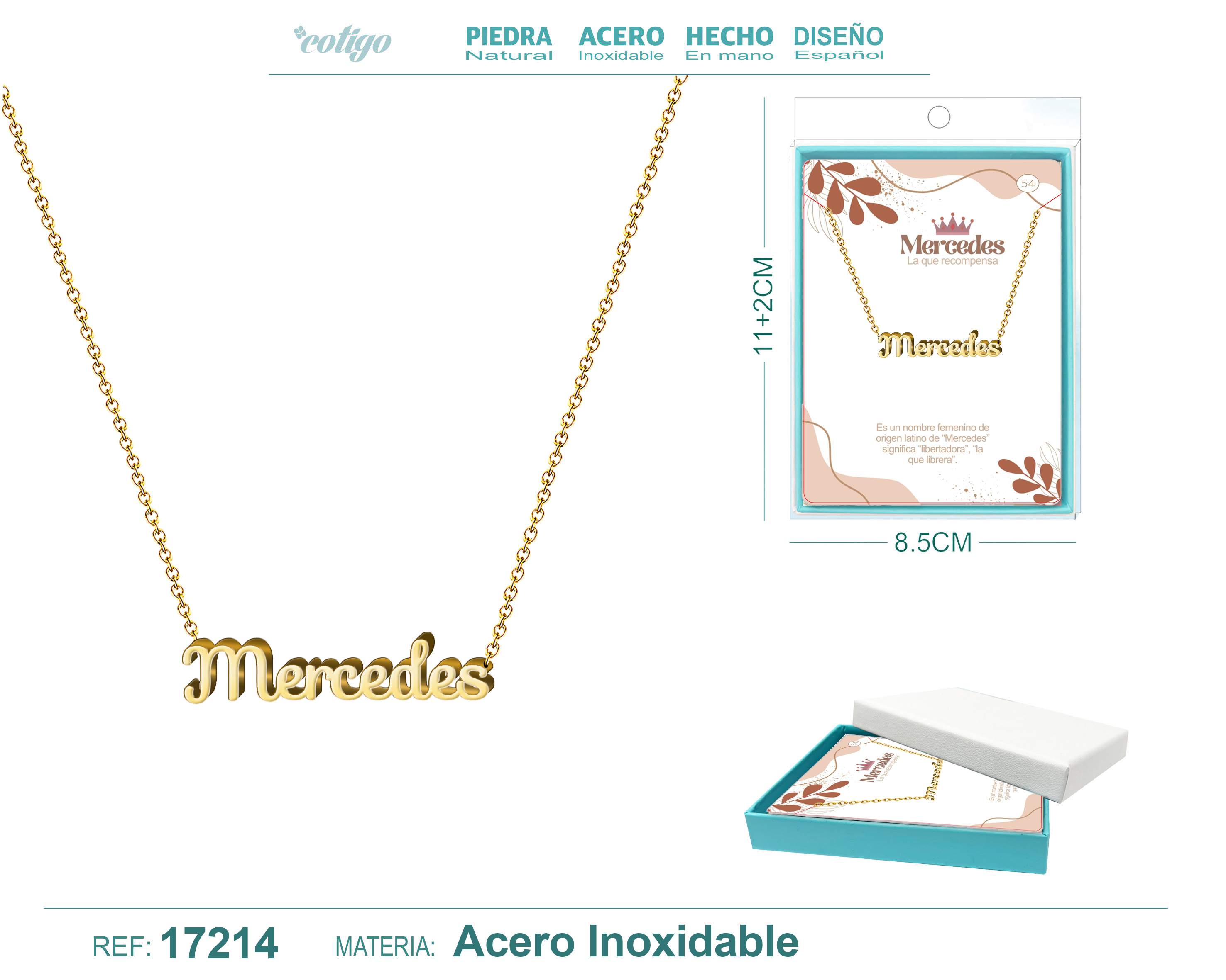 COLLAR MERCEDES ACERO COLOR DORADO