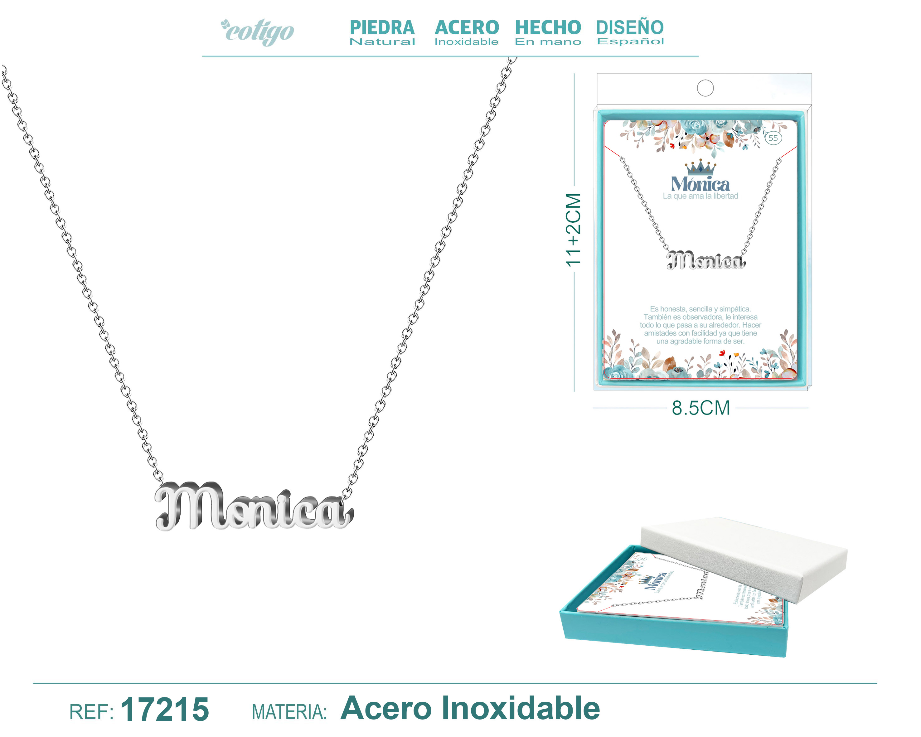 COLLAR MONICA ACERO COLOR PLATEADO