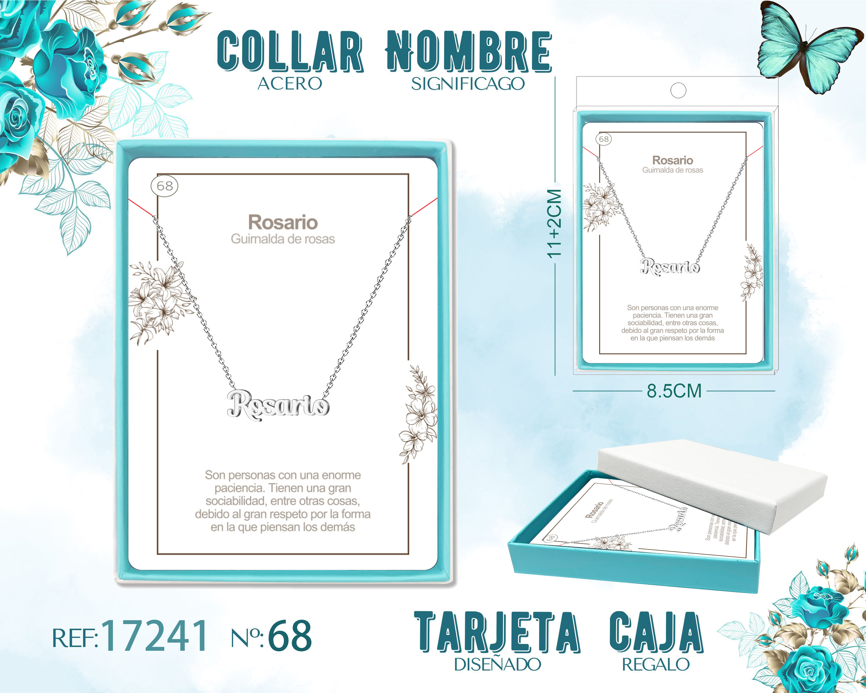 COLLAR ROSARIO ACERO COLOR PLATEADO