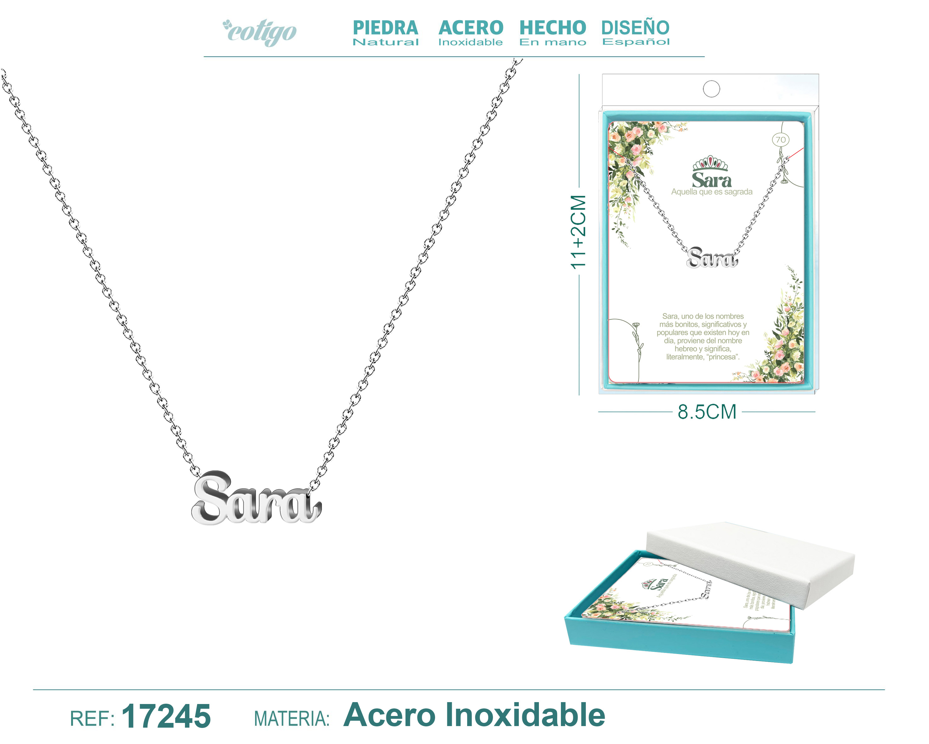 COLLAR SARA ACERO COLOR PLATEADO