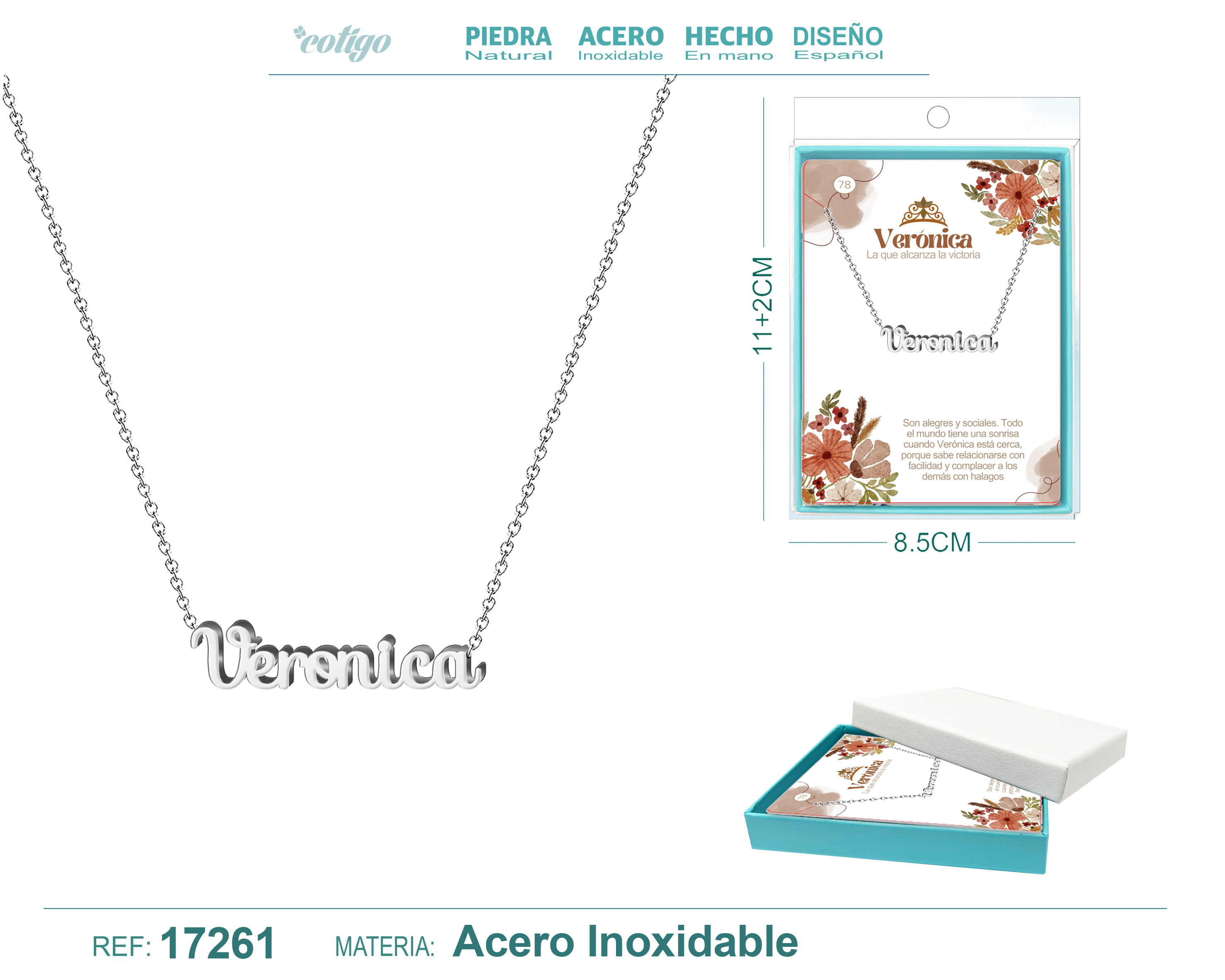 COLLAR VERONICA ACERO COLOR PLATEADO
