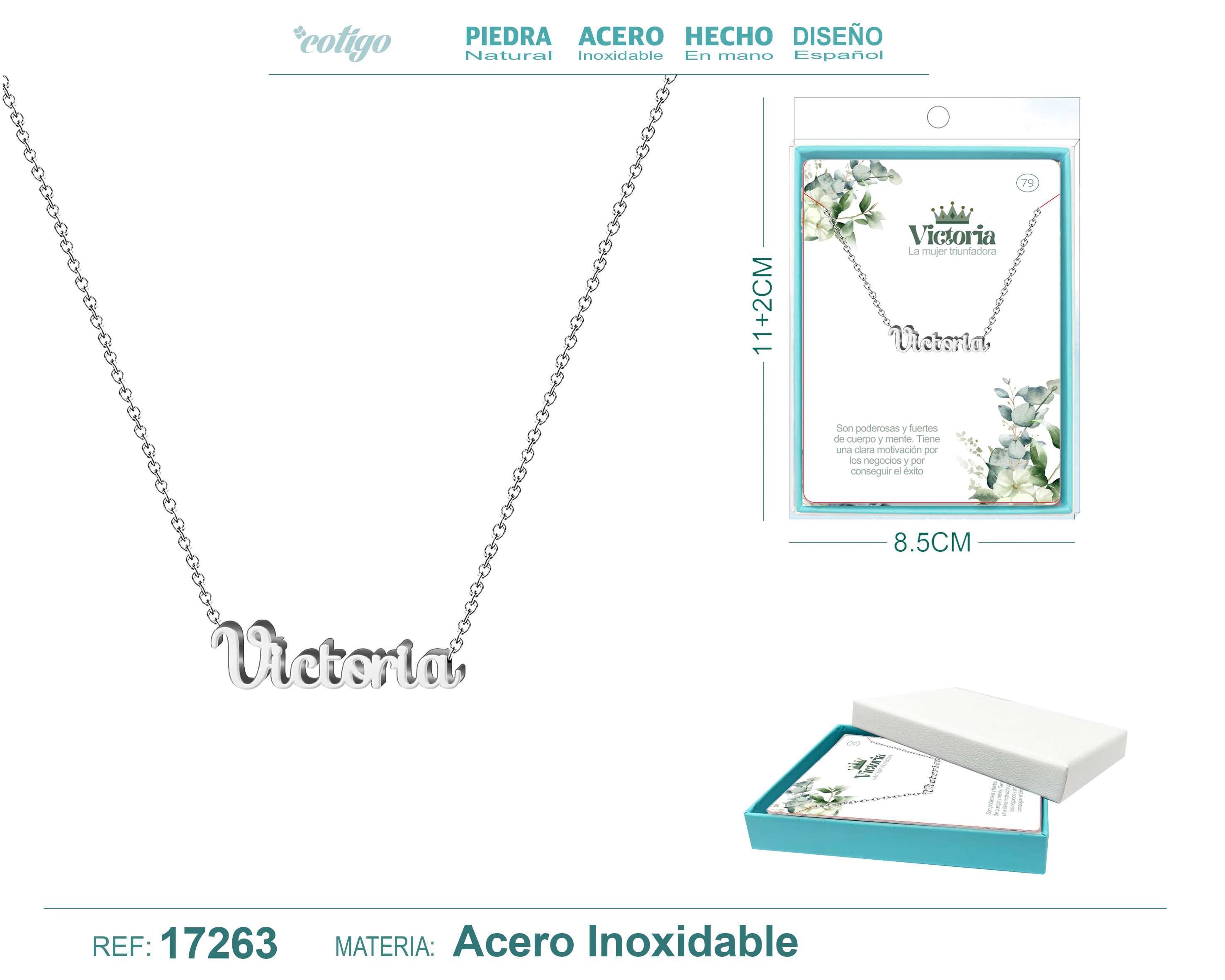 COLLAR VICTORIA ACERO COLOR PLATEADO
