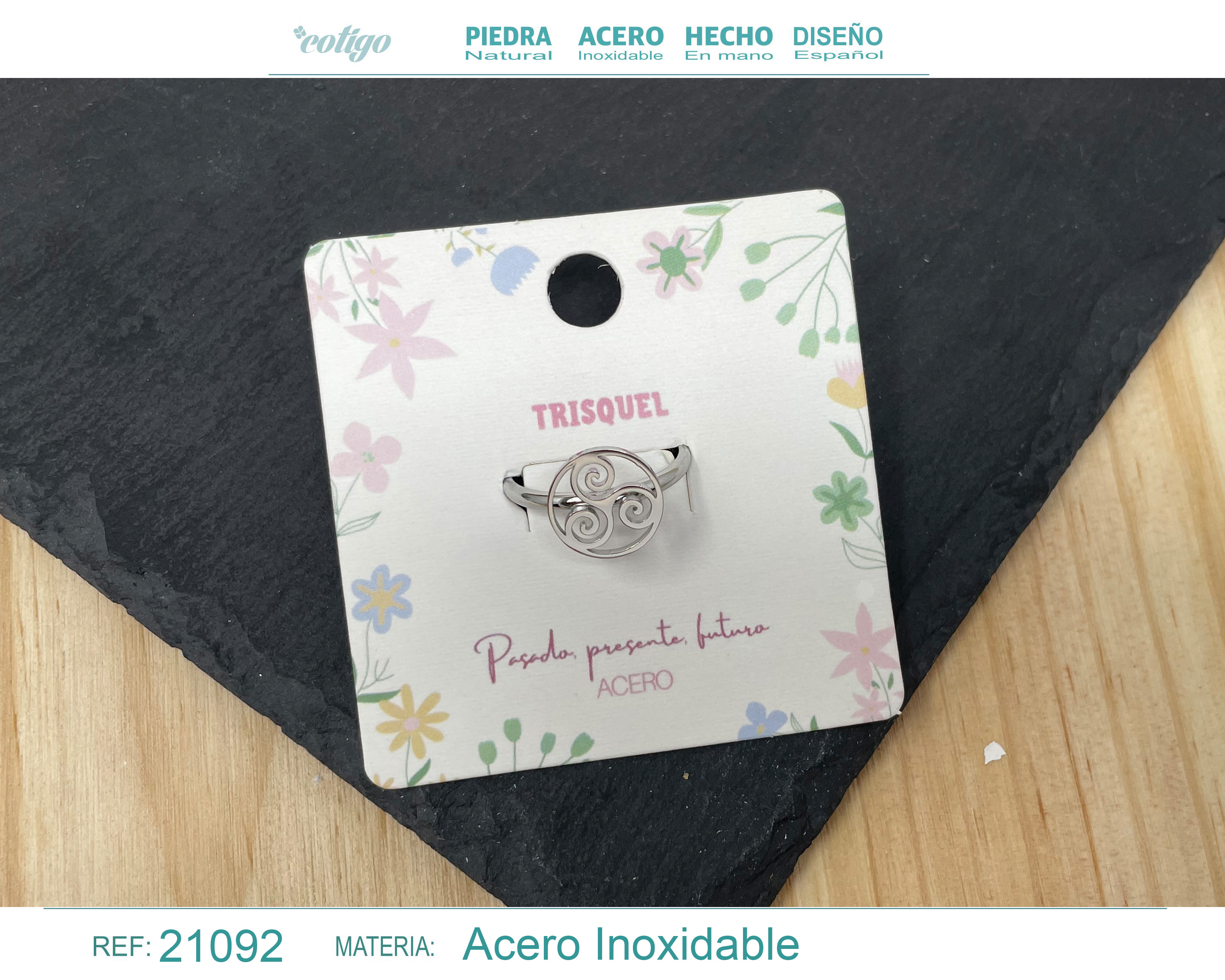 ANILLO TRISQUEL ACERO COLOR PLATEADO