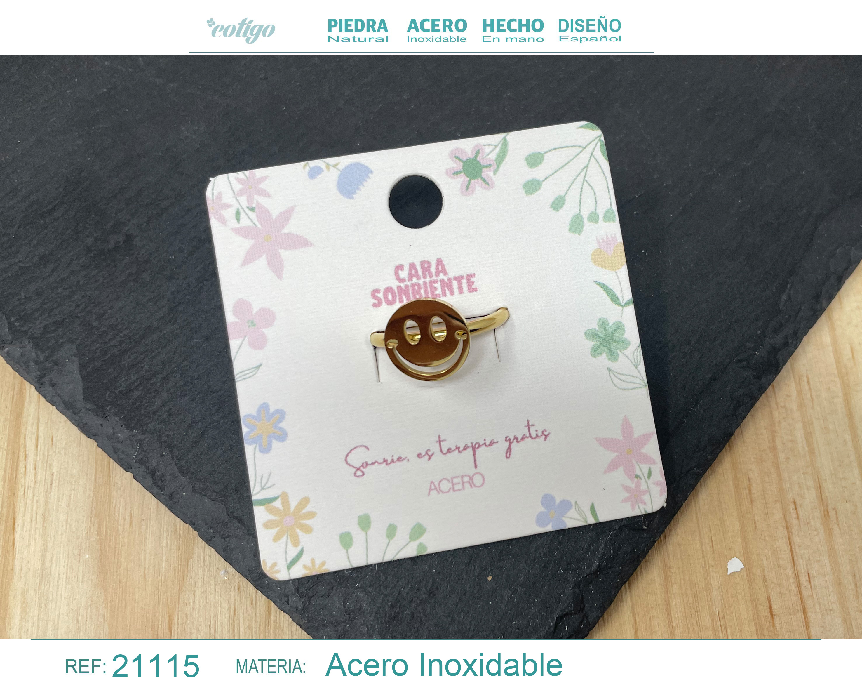ANILLO CARA SORIENTE ACERO COLOR DORADO