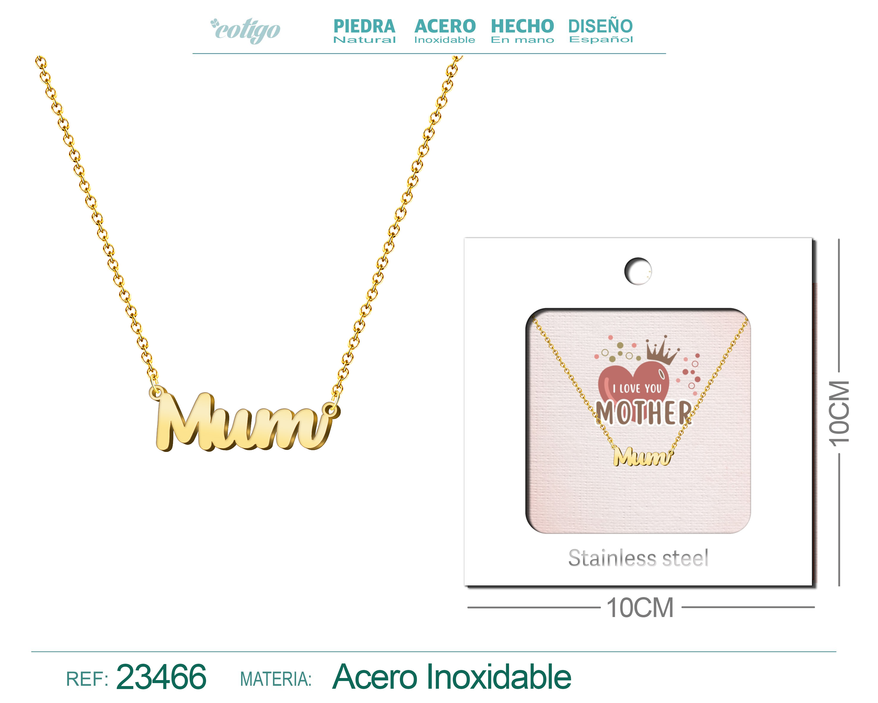 COLLAR INGLES PARA MUM ACERO CON SOBRE