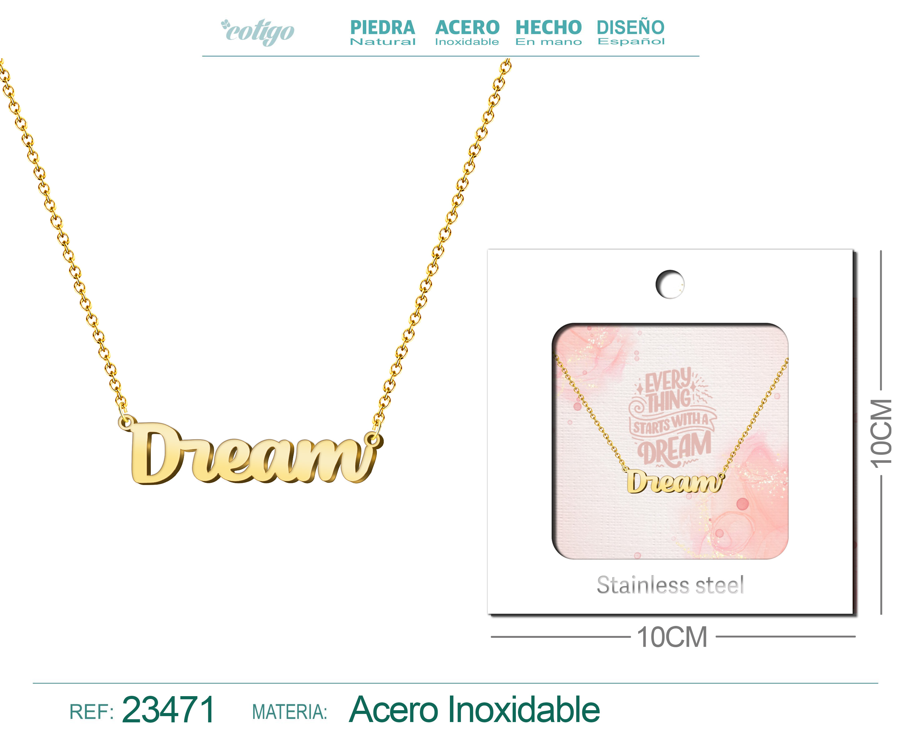 COLLAR INGLES PARA DREAM ACERO CON SOBRE