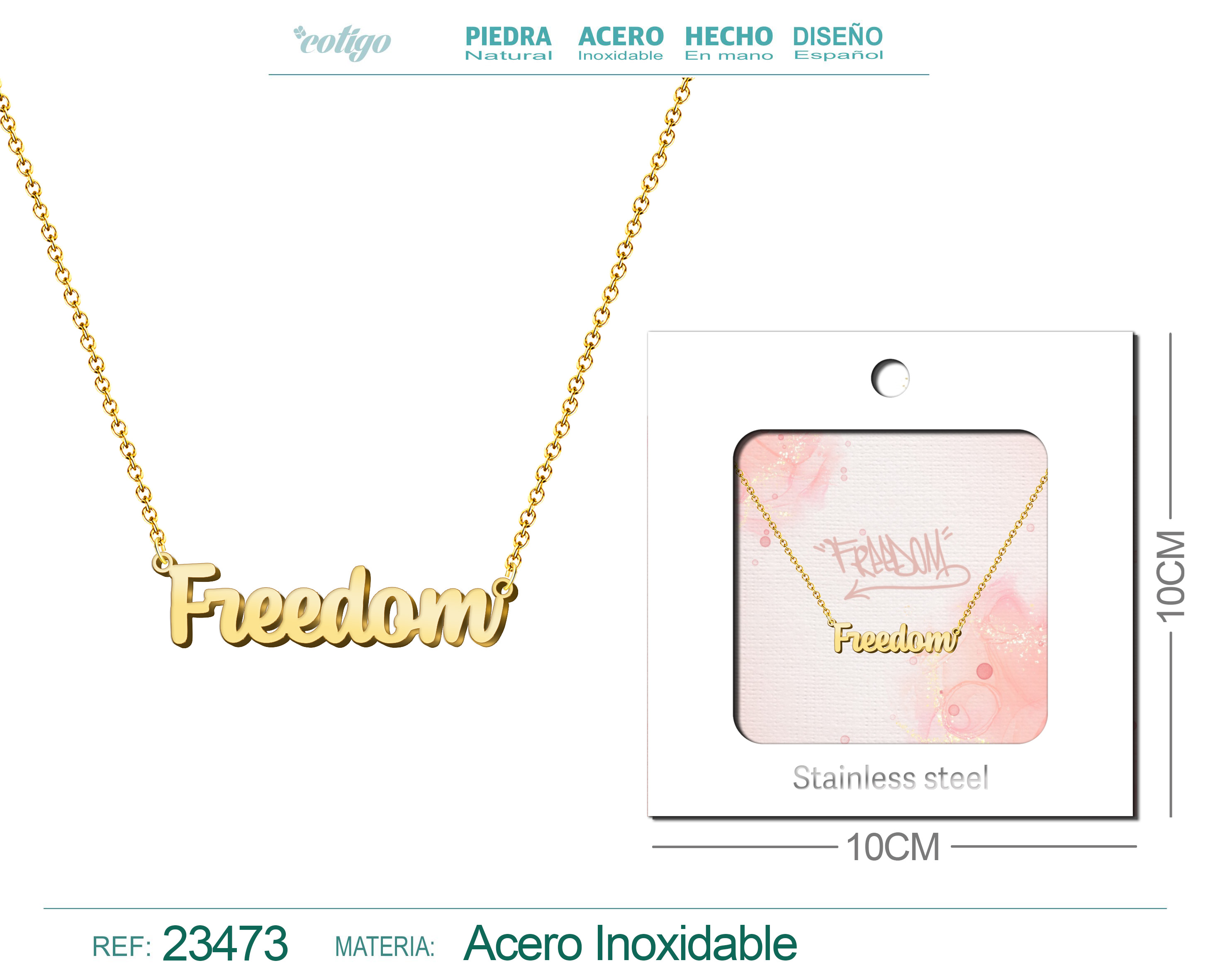 COLLAR INGLES PARA FREEDOM ACERO CON SOBRE