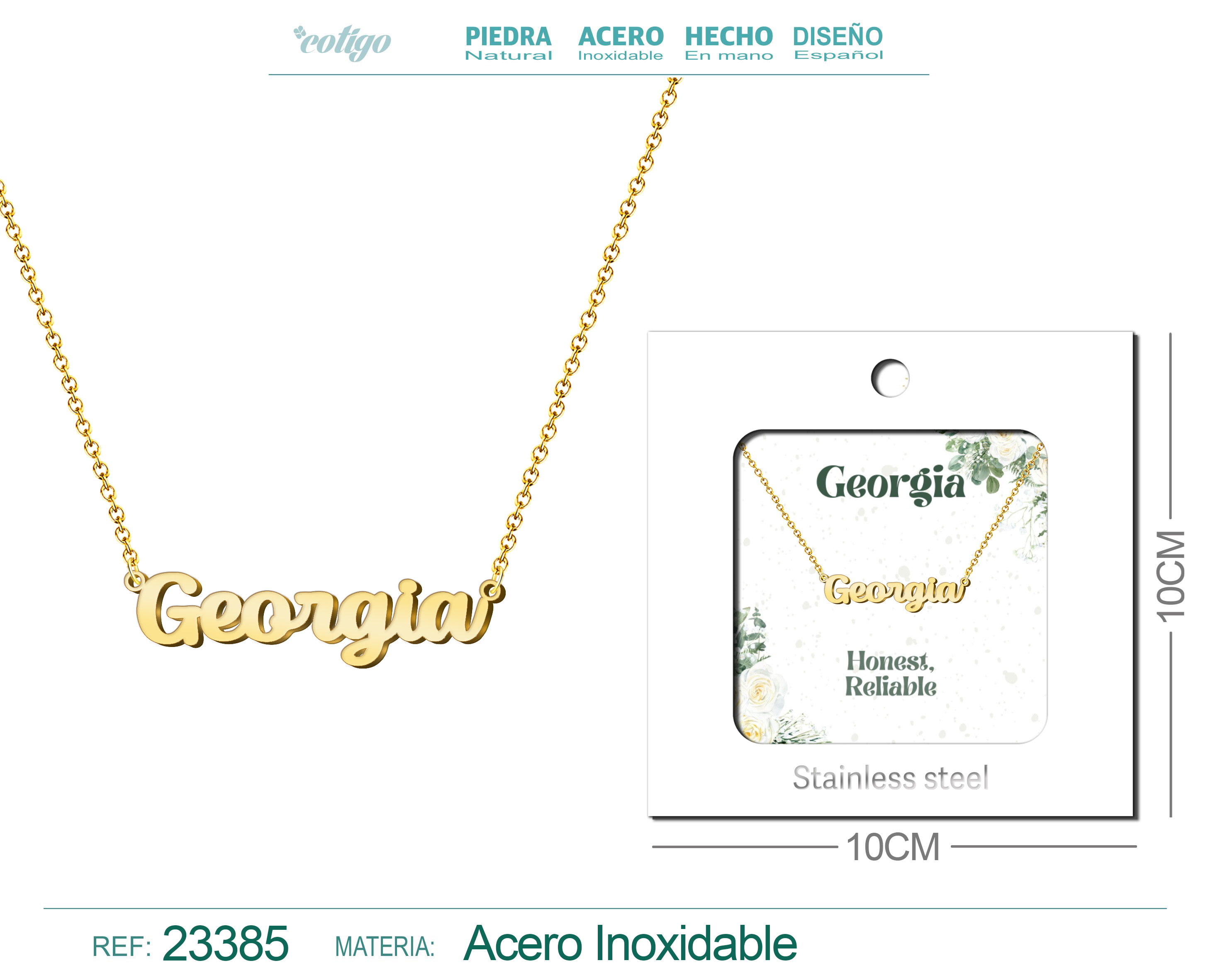 COLLAR NOMBRE INGLES GEORGIA ACERO CON SOBRE