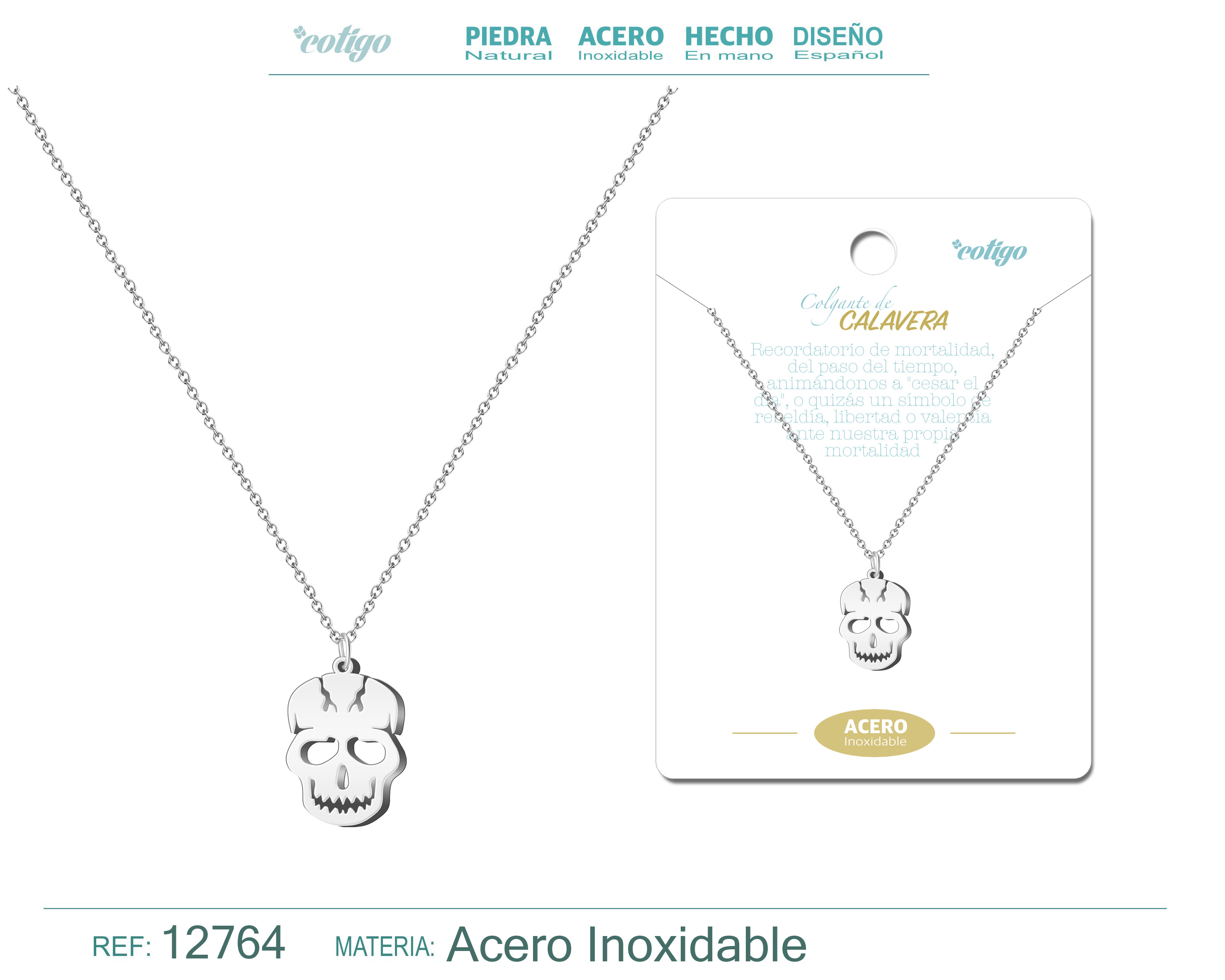 COLGANTE CALAVERA ACERO COLOR PLATEADO