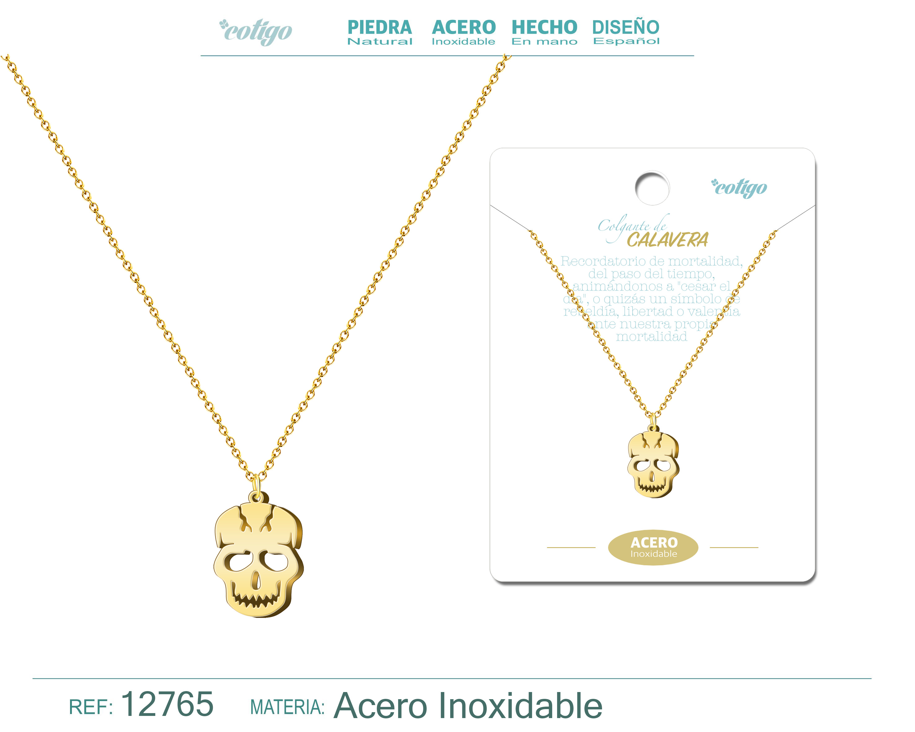 COLGANTE CALAVERA ACERO COLOR DORADO