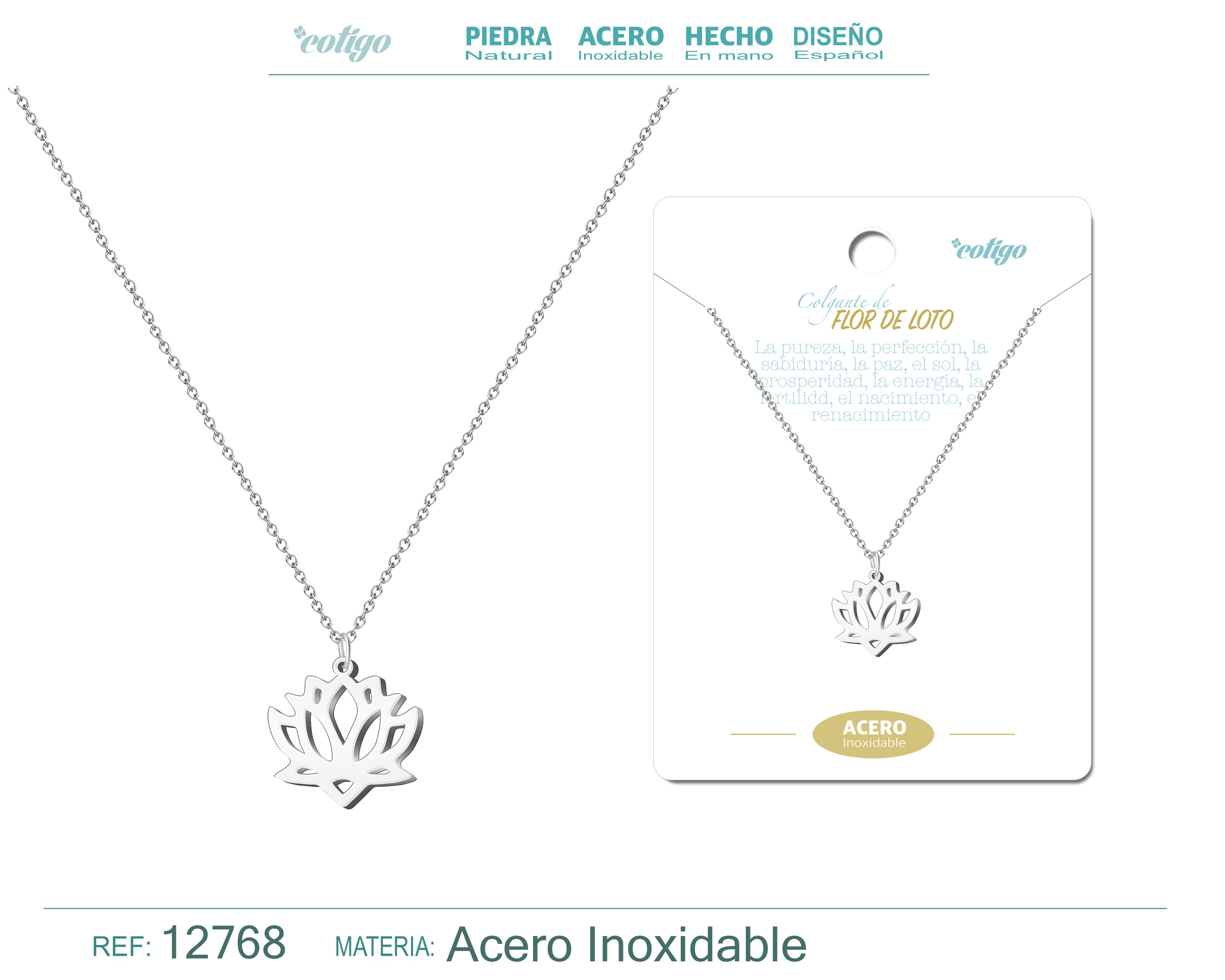 COLGANTE FLOR DE LOTO ACERO COLOR PLATEADO