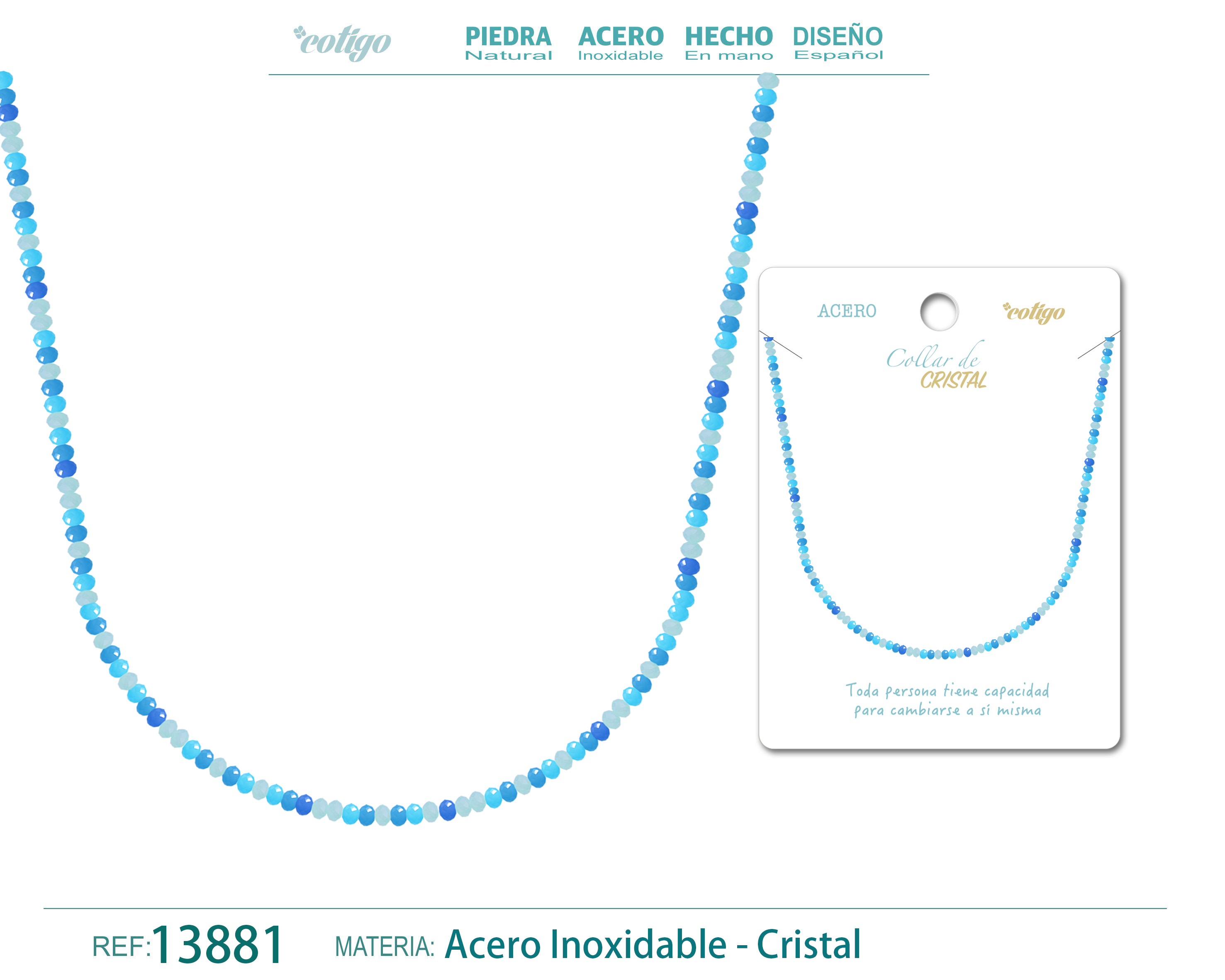 COLLAR DE CRISTAL MULTICOLOR CON CIERRE ACERO