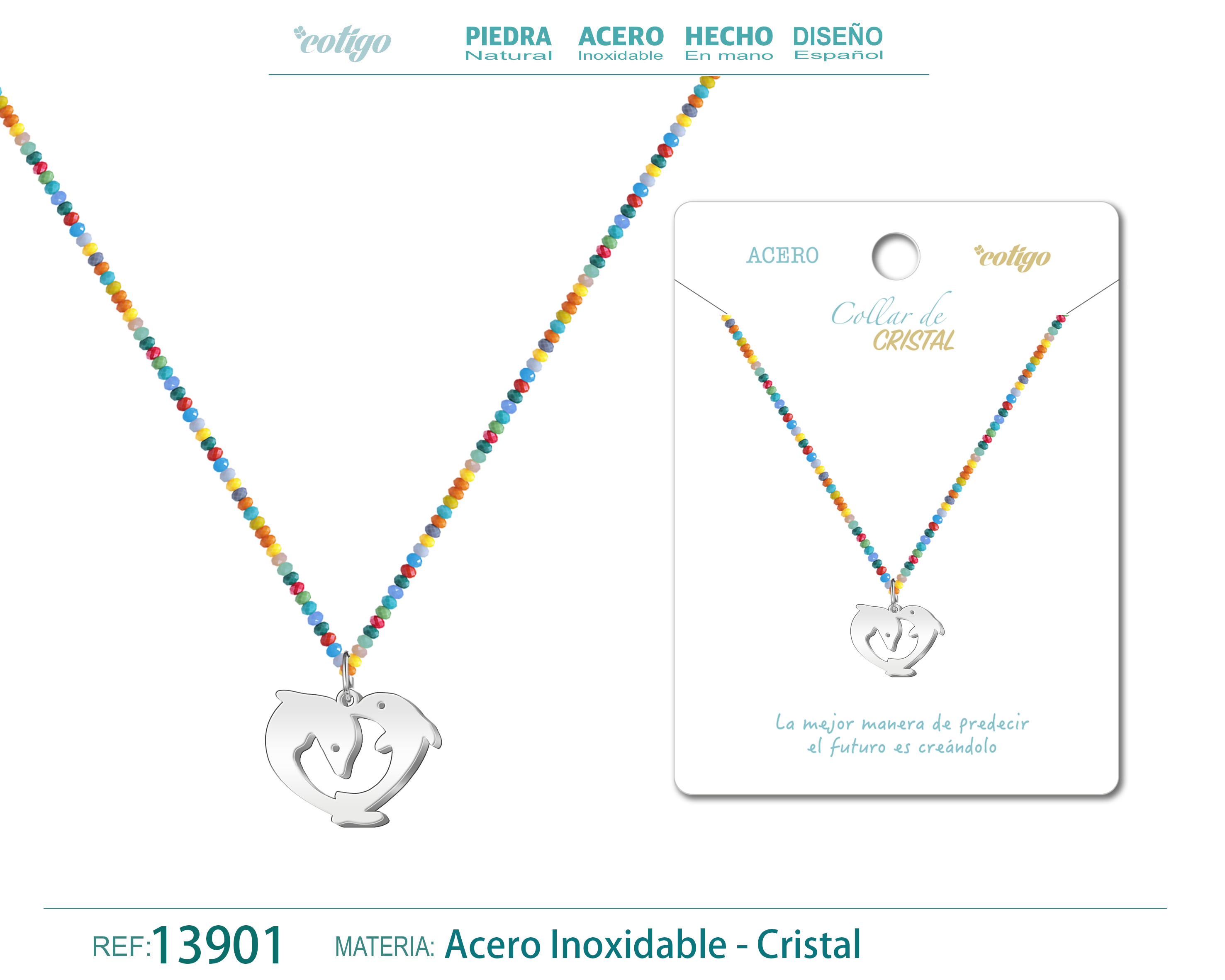 COLLAR DE CRISTAL CON DELFÍN ACERO