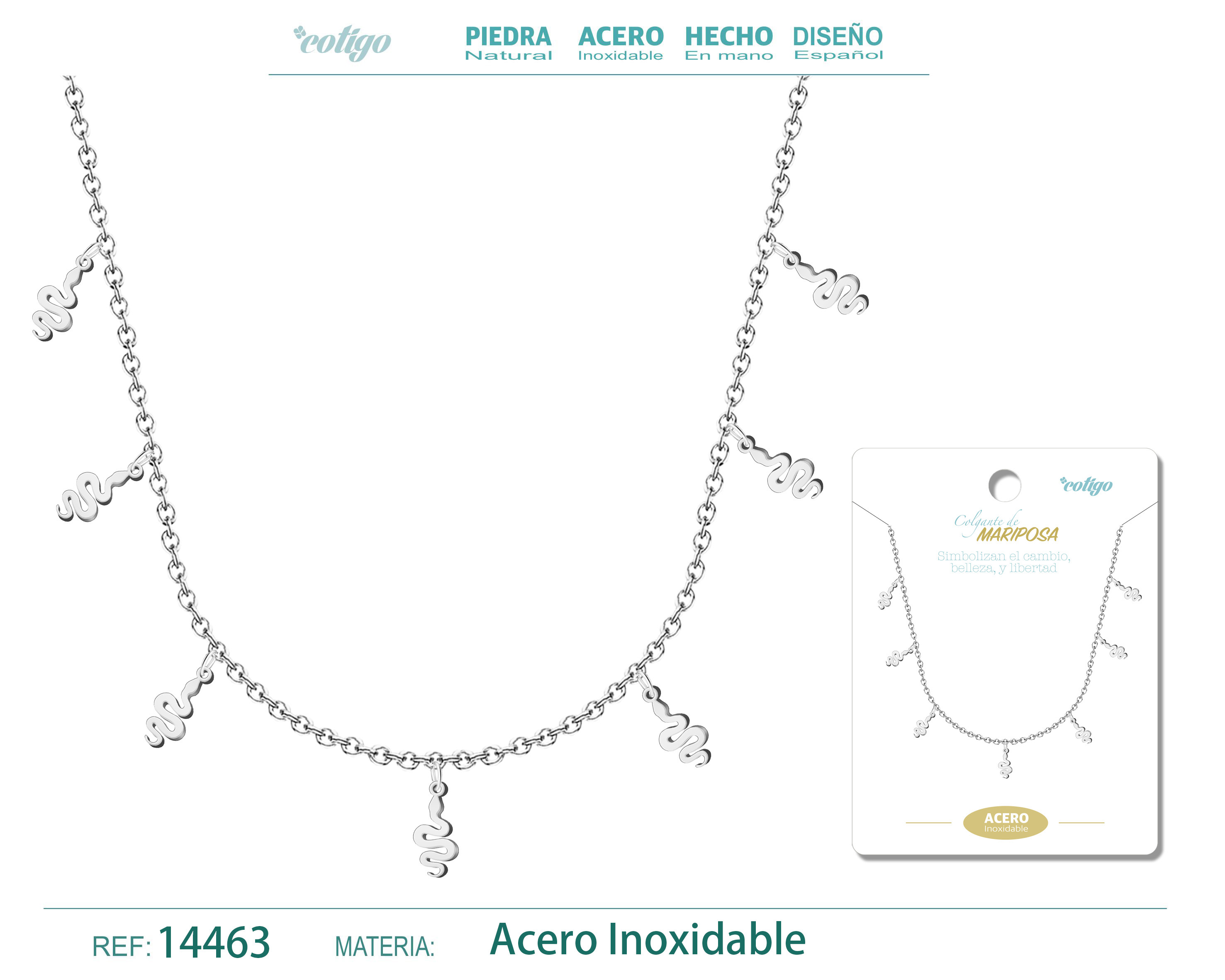 COLLAR CON 7 COLGANTE DE SERPIENTE COLOR PLATEADO