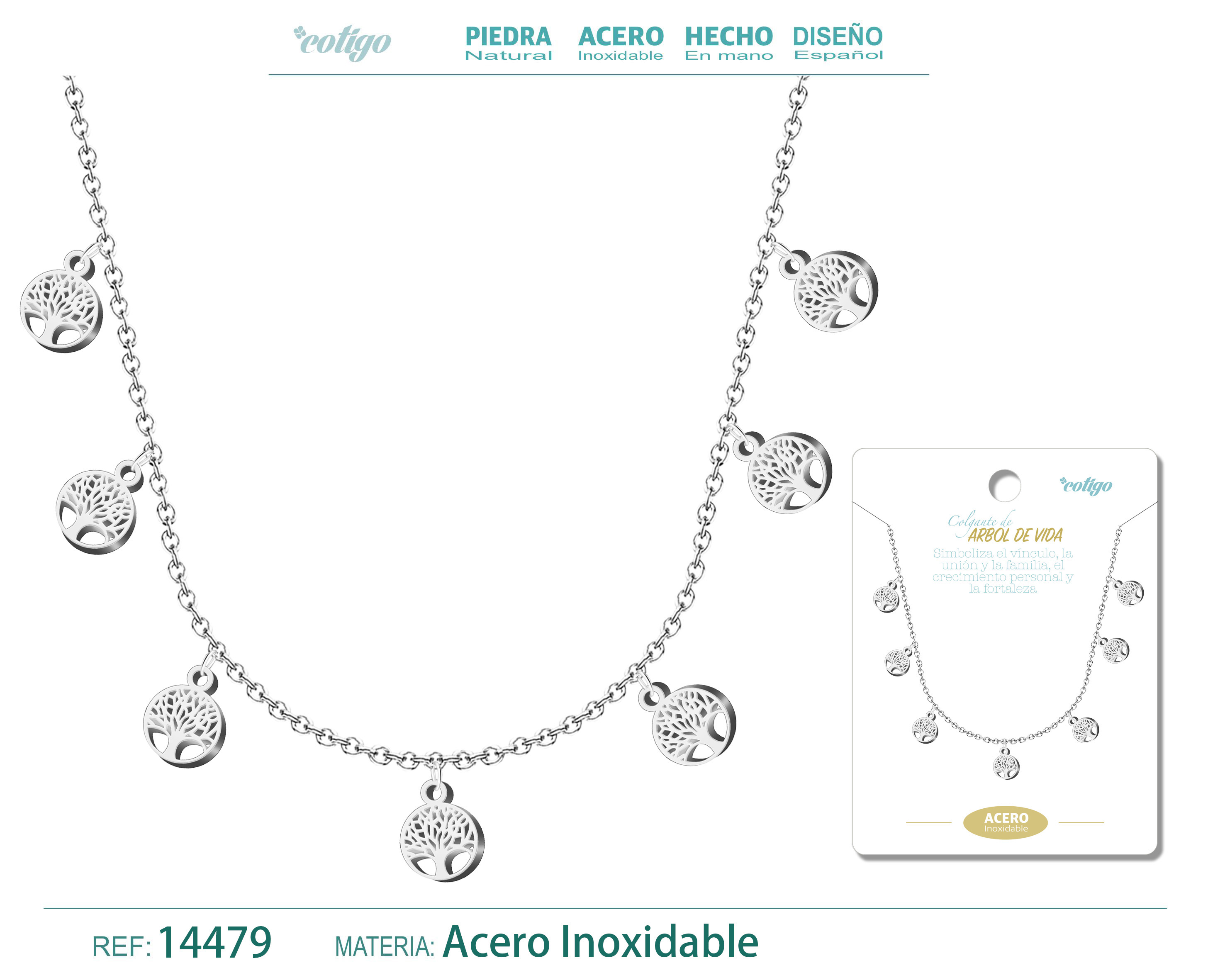COLLAR CON 7 COLGANTE DE ARBOL DE VIDA COLOR PLATEADO