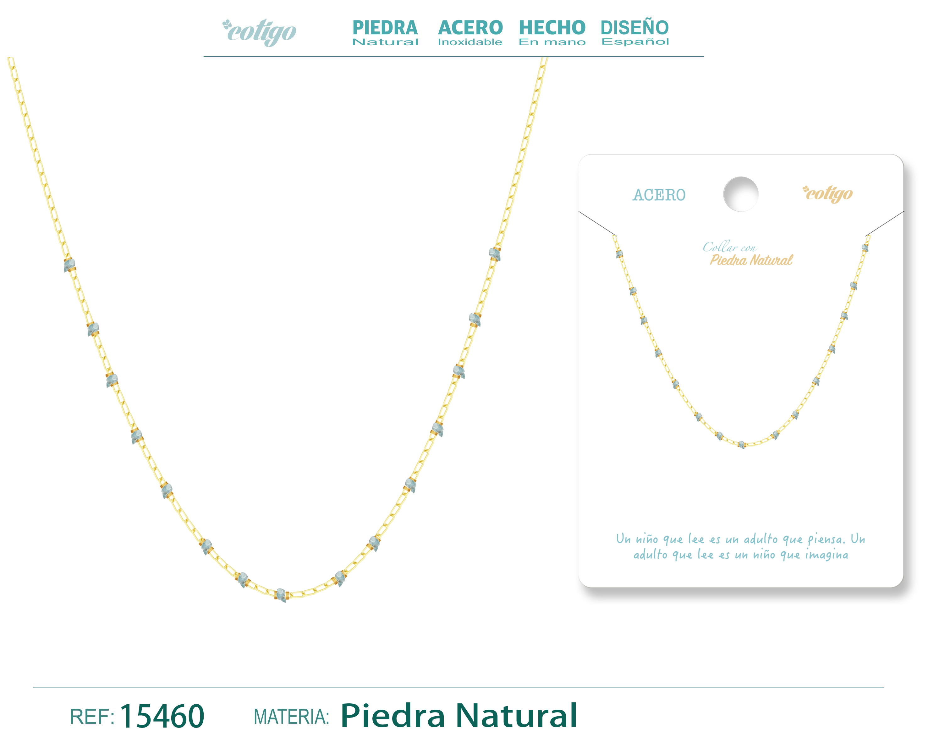 COLLAR ACERO CON PIEDRA NATURAL