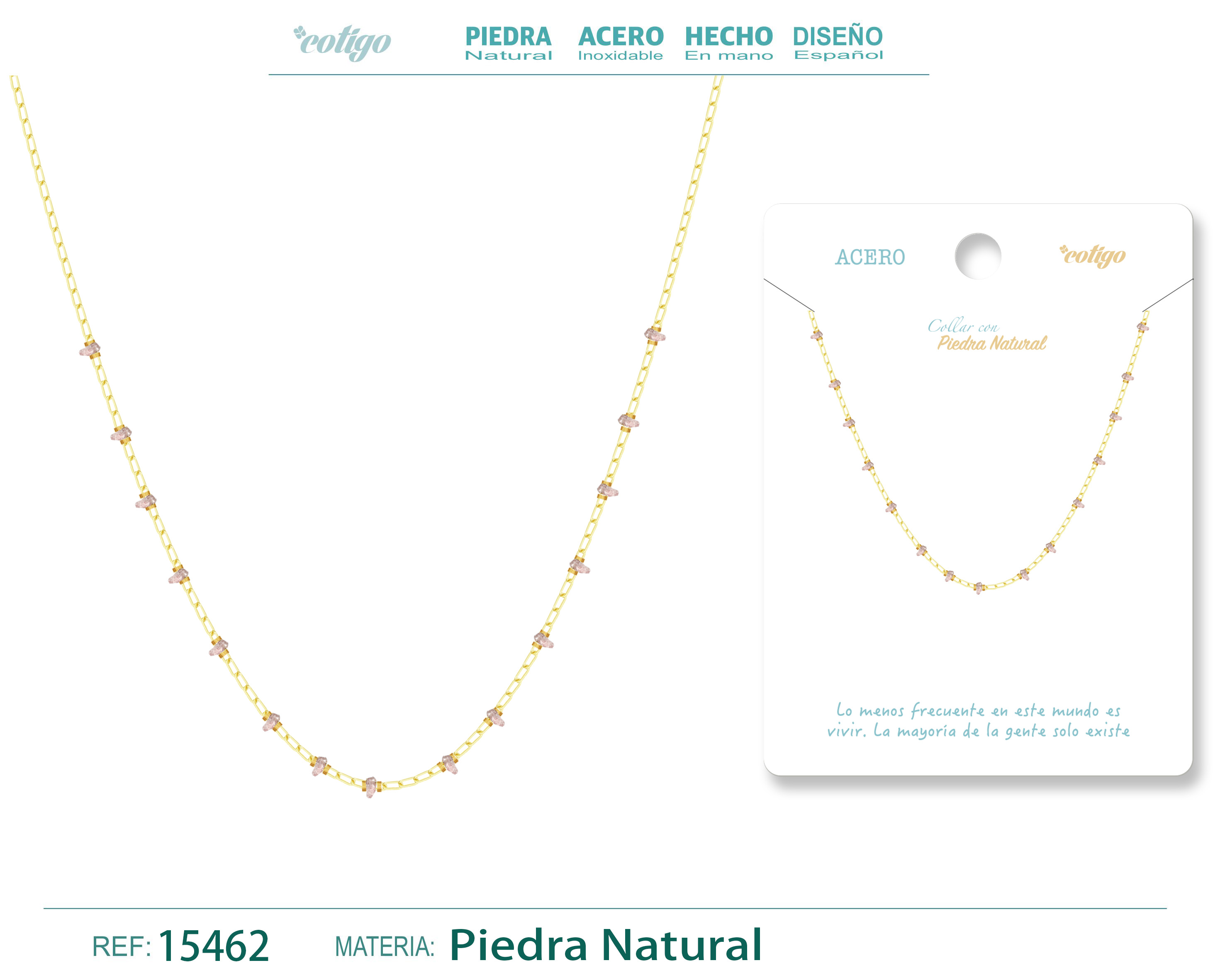 COLLAR ACERO CON PIEDRA NATURAL