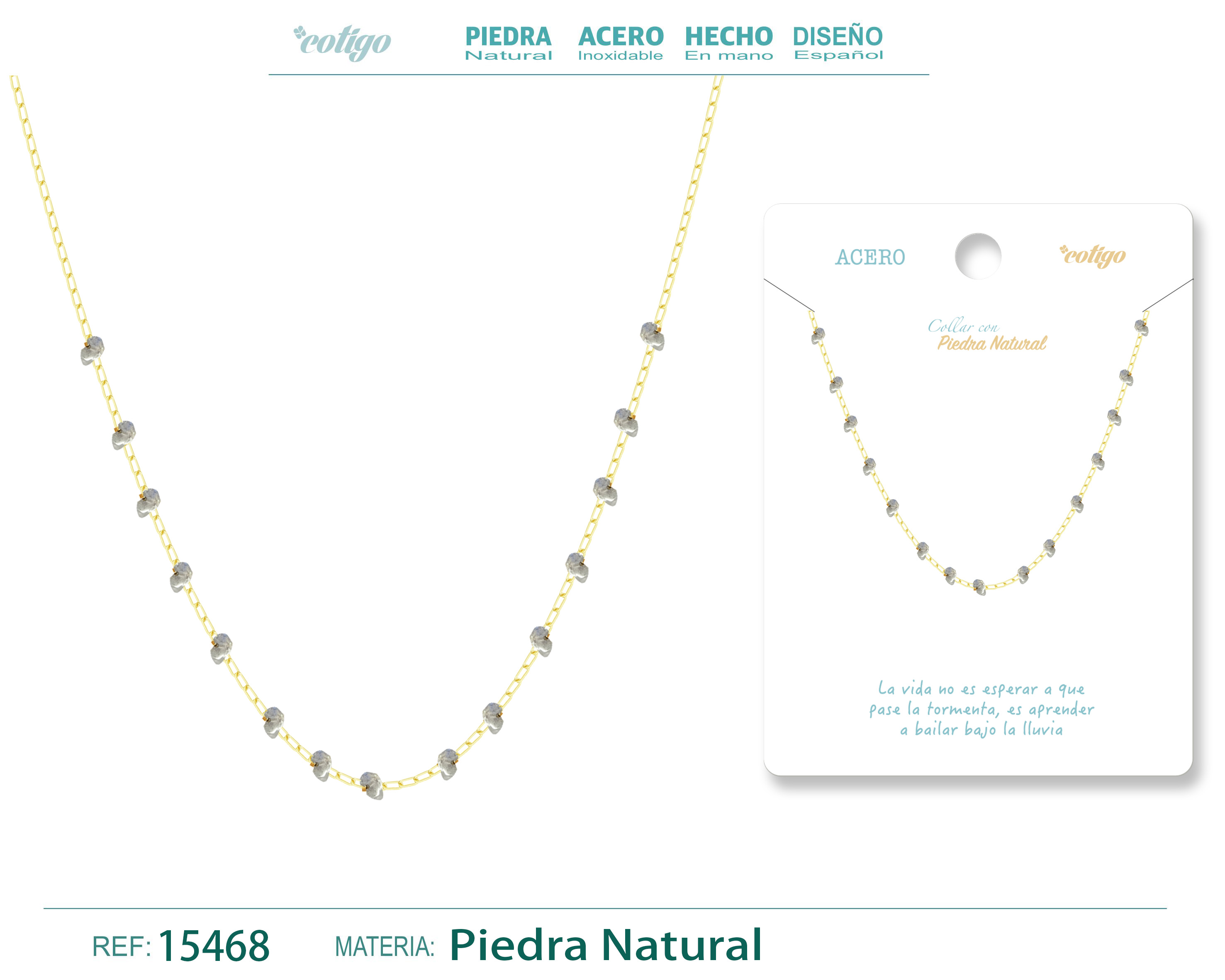COLLAR ACERO CON PIEDRA NATURAL