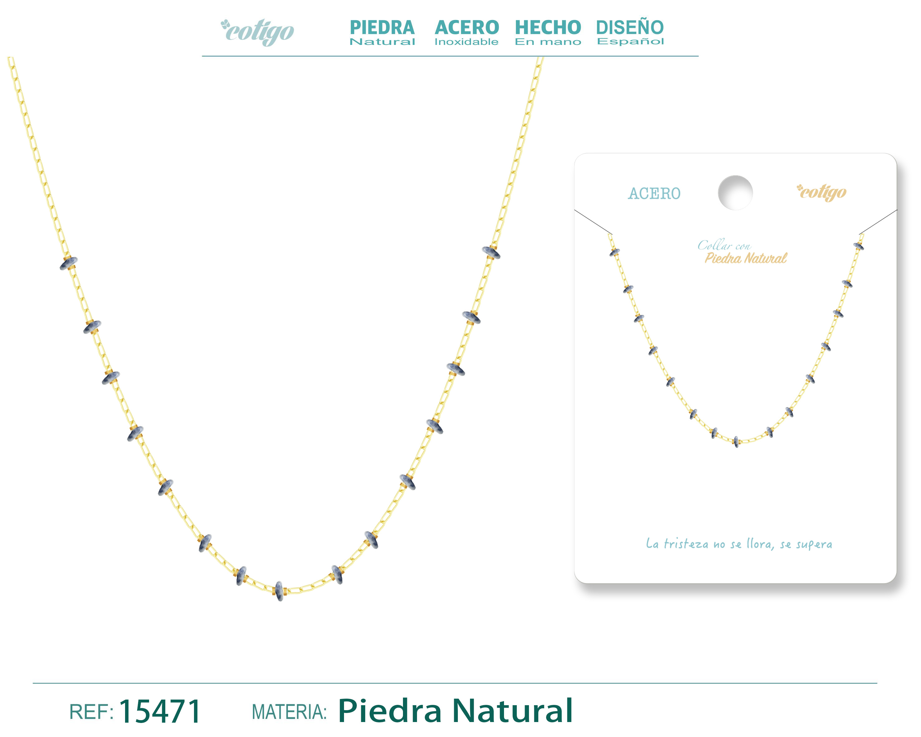COLLAR ACERO CON PIEDRA NATURAL