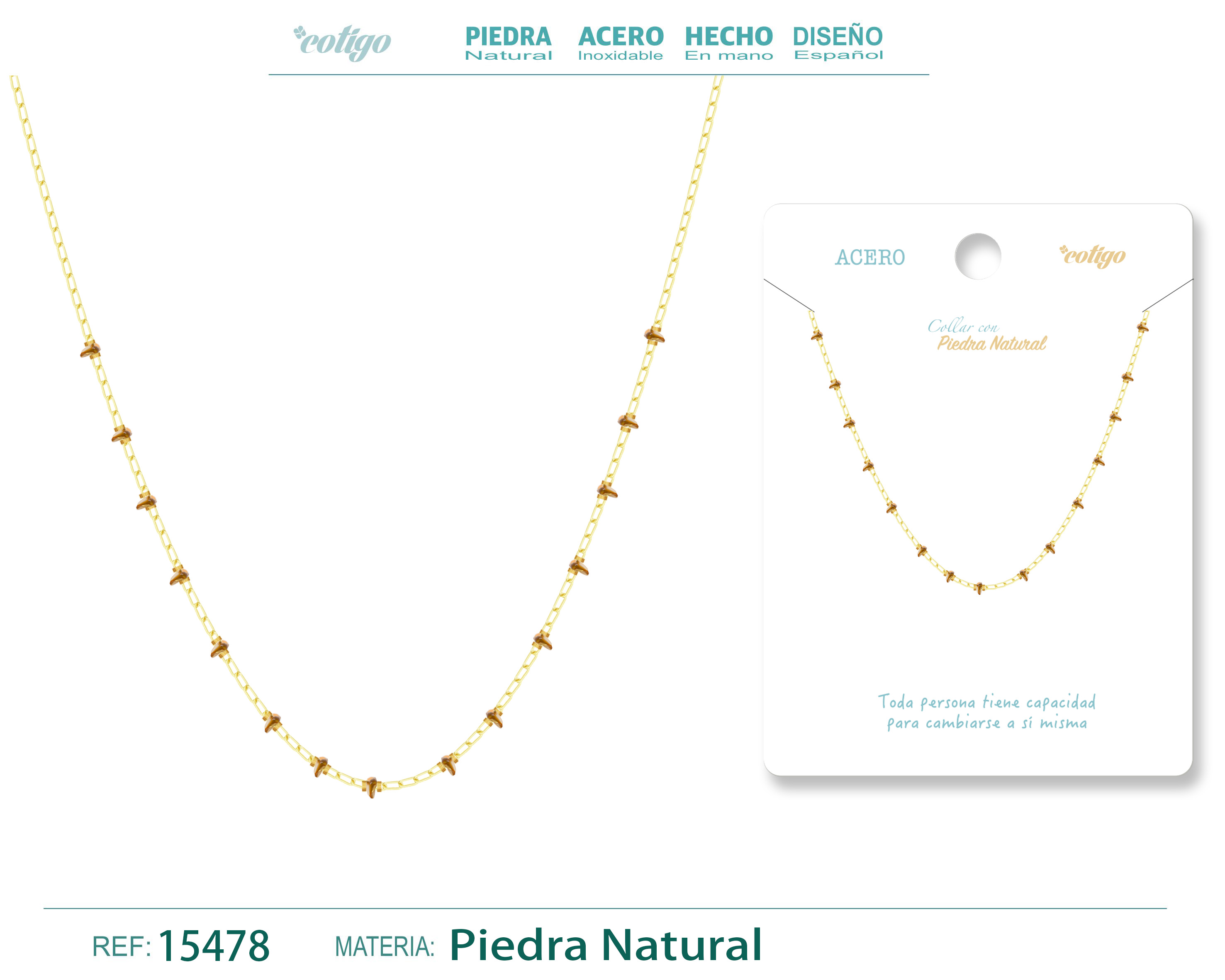 COLLAR ACERO CON PIEDRA NATURAL