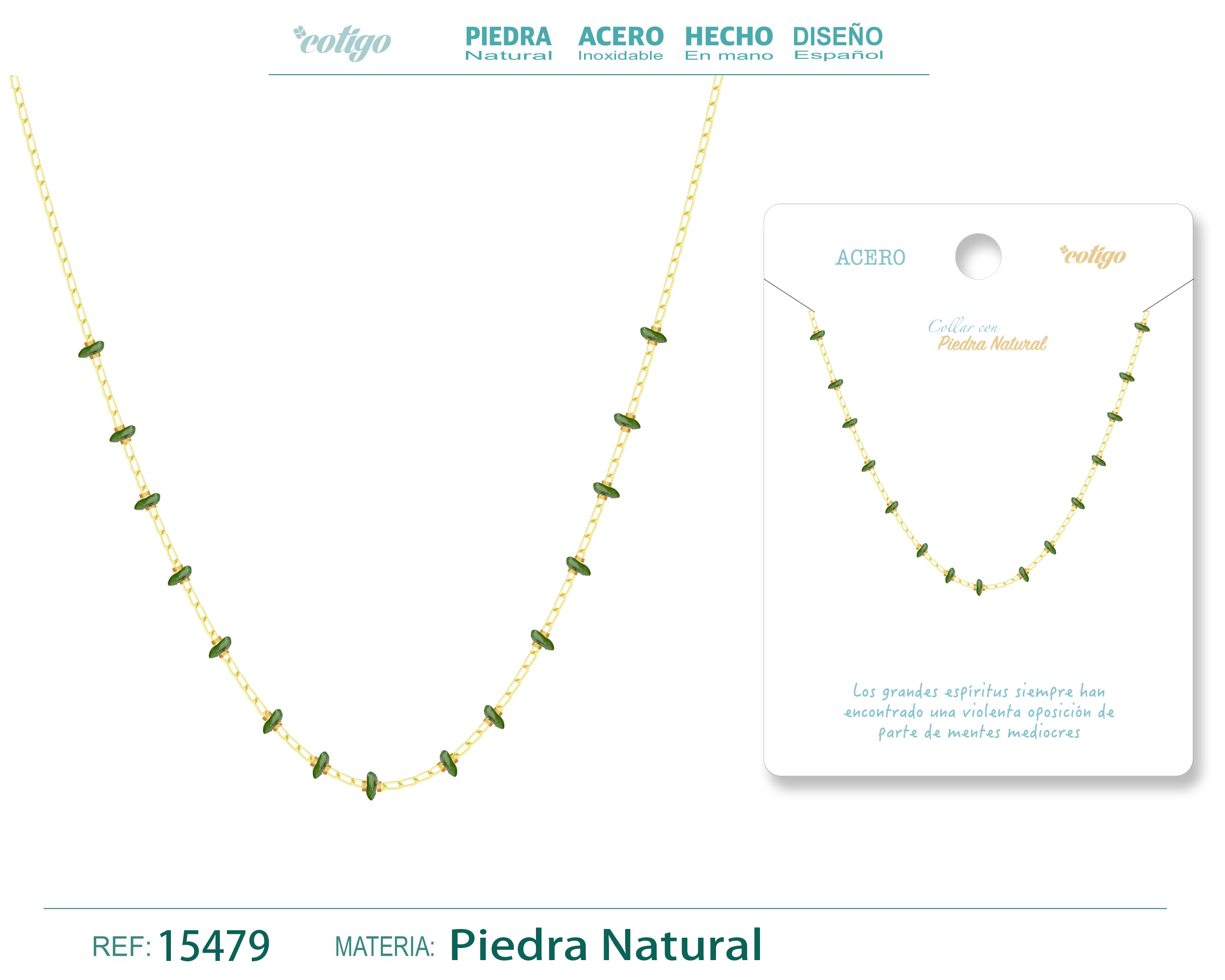 COLLAR ACERO CON PIEDRA NATURAL