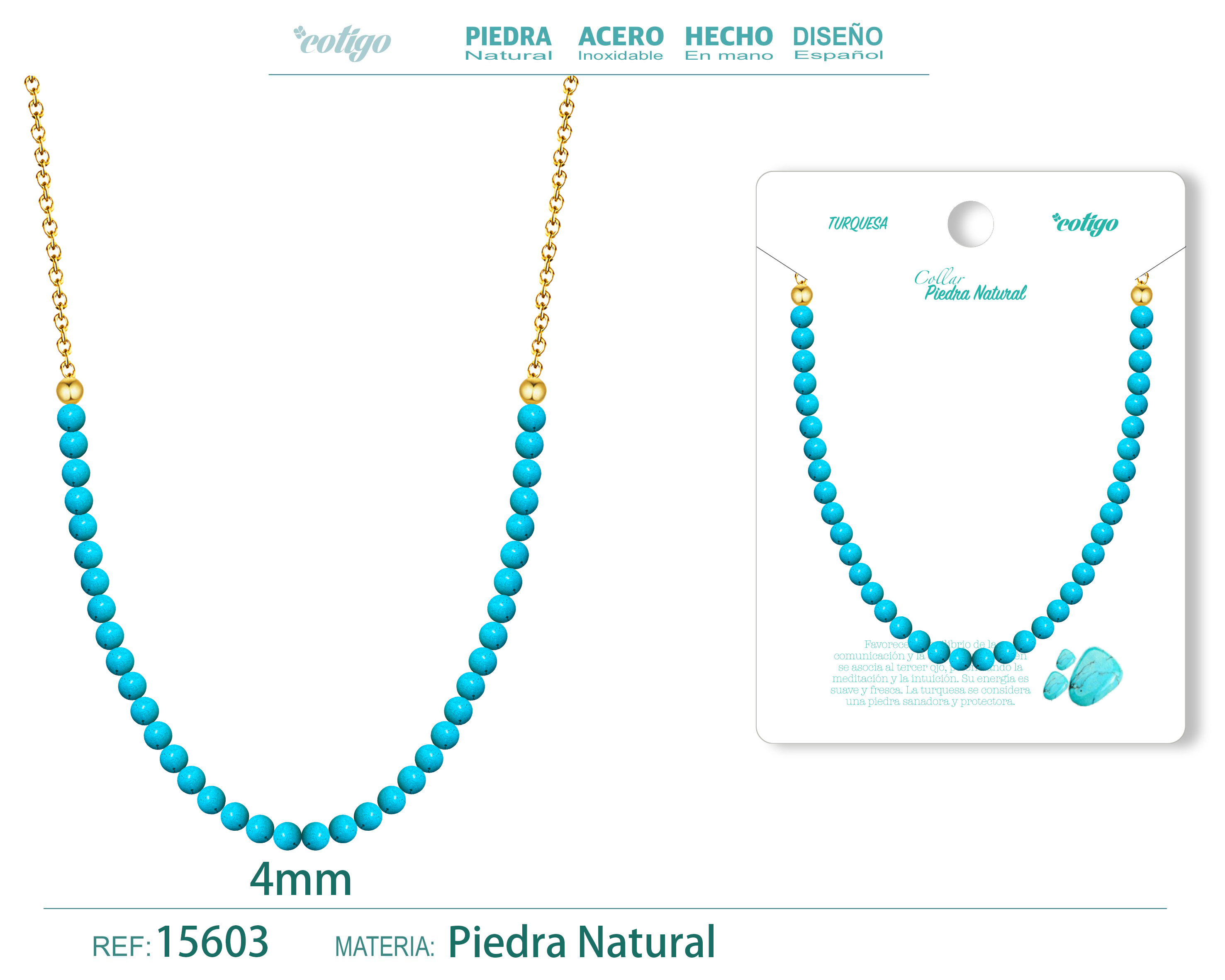 COLLAR TURQUESA AZUL 4MM