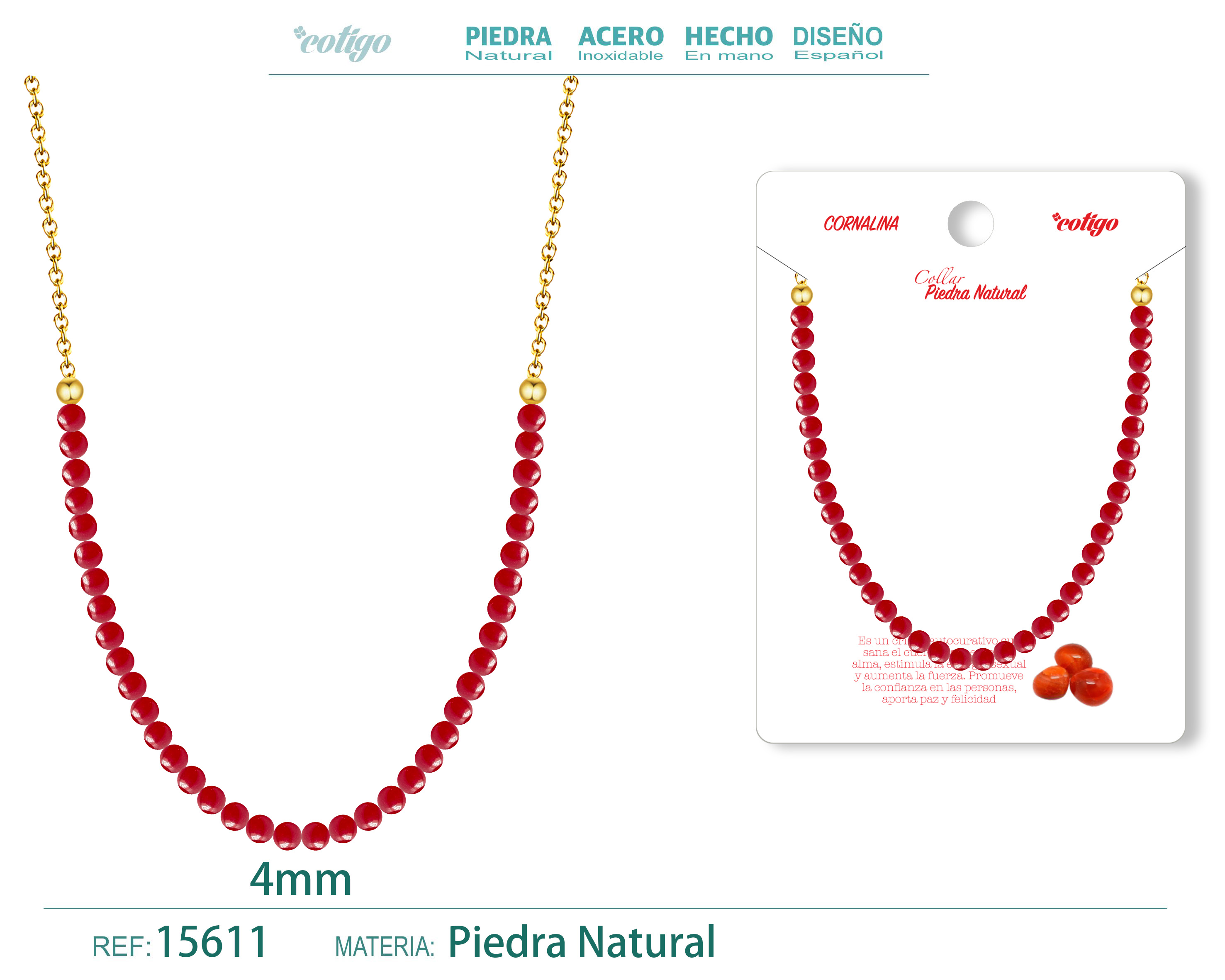 COLLAR CORNALINA 4MM