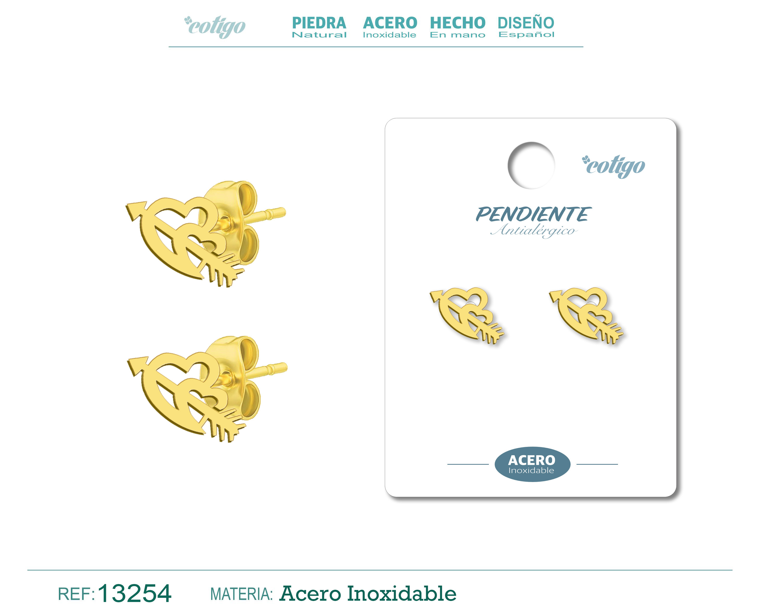 PENDIENTE ACERO  INOXIDABLE COLOR DORADO
