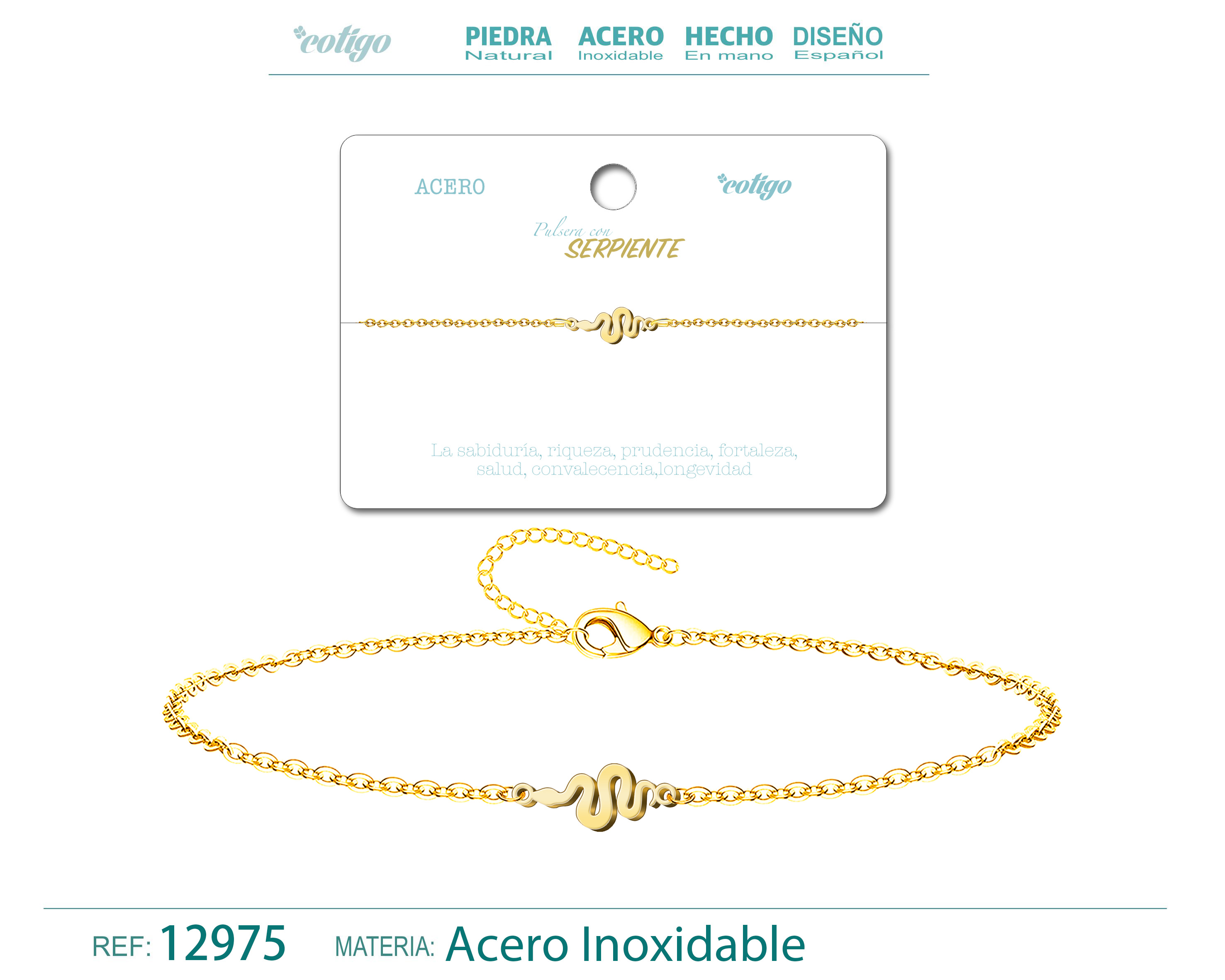 PULSERA SERPIENTEACERO DORADO