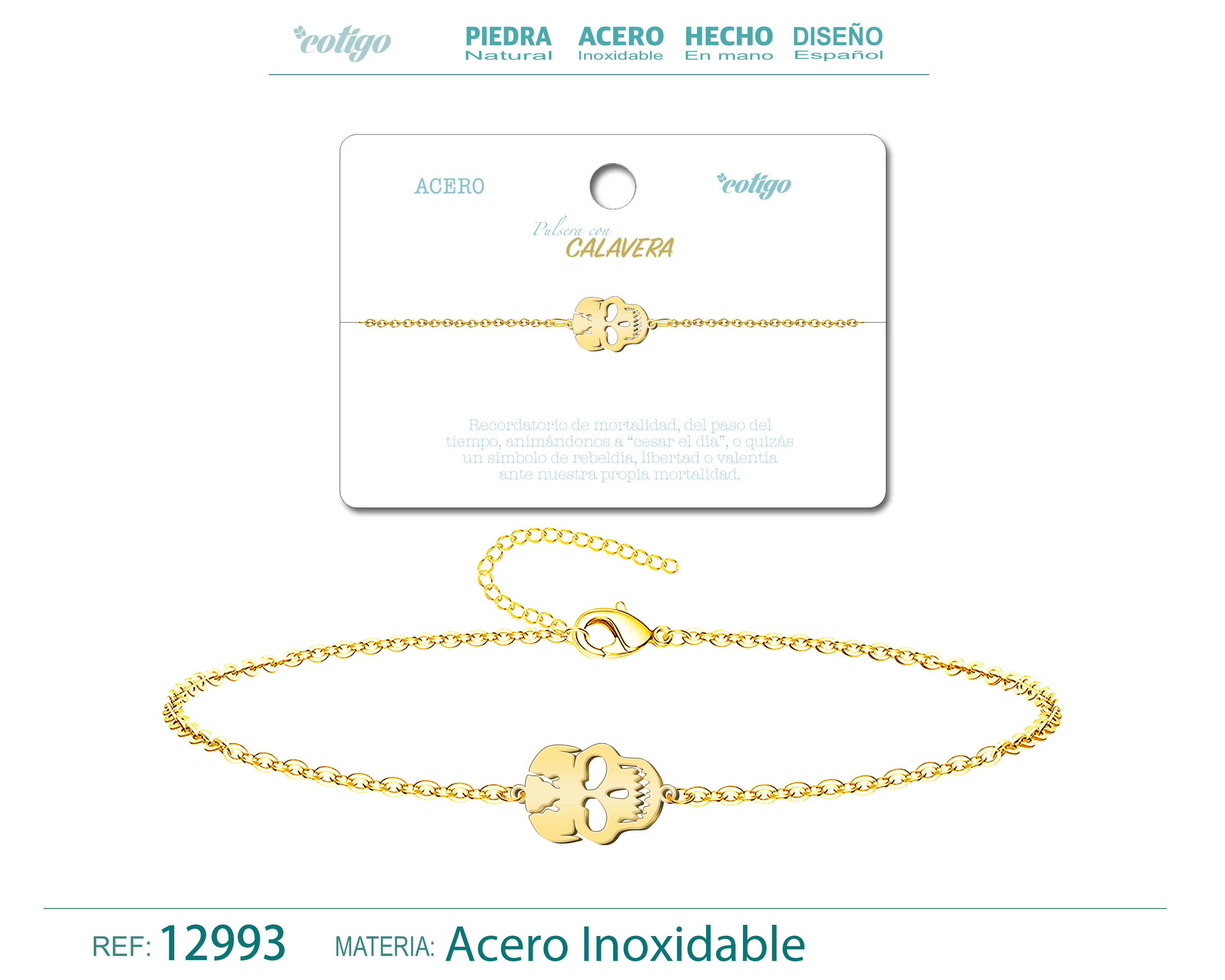 PULSERA CALAVERAACERO DORADO