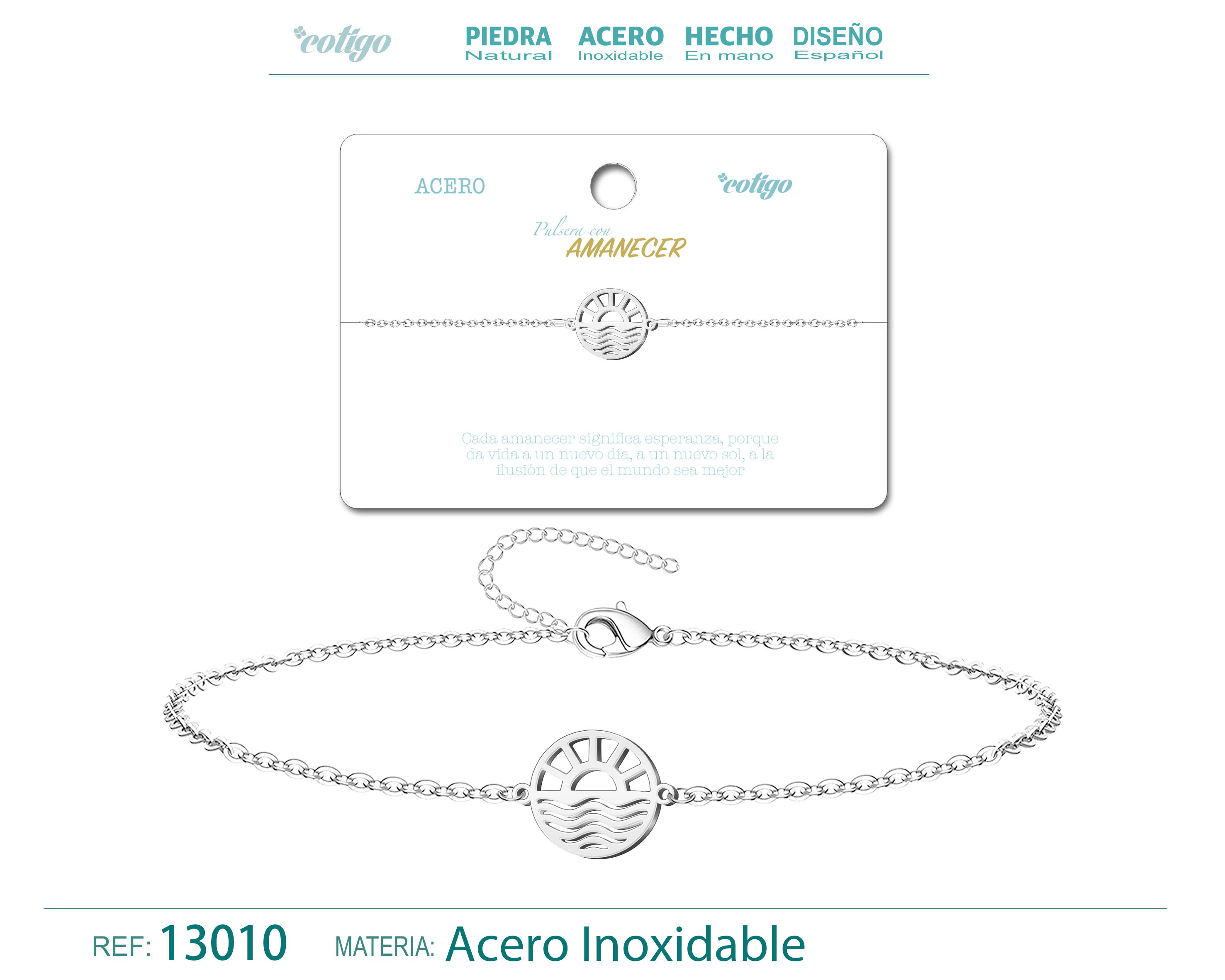 PULSERA AMANECER  ACERO PLATEADO