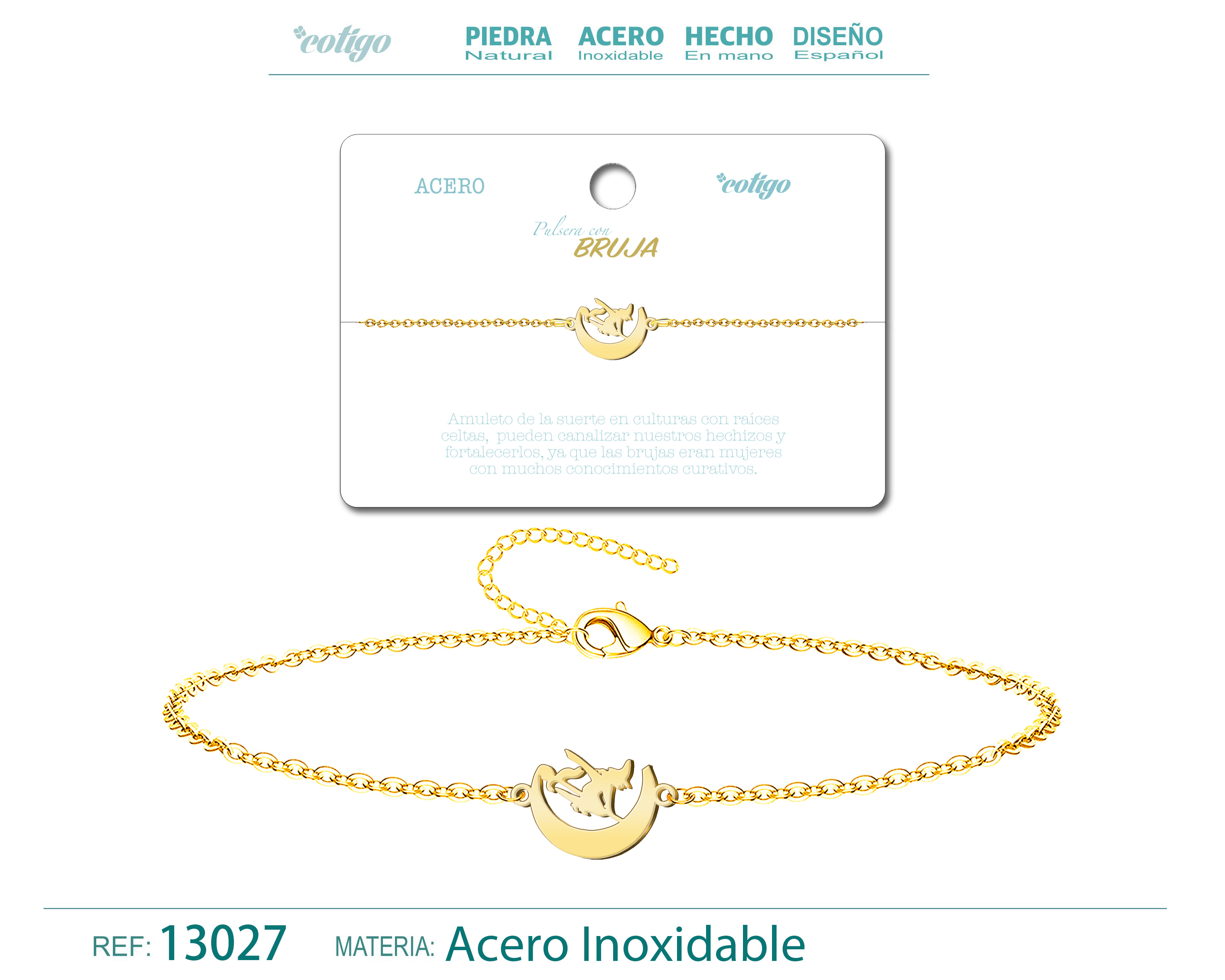PULSERA BRUJAACERO DORADO