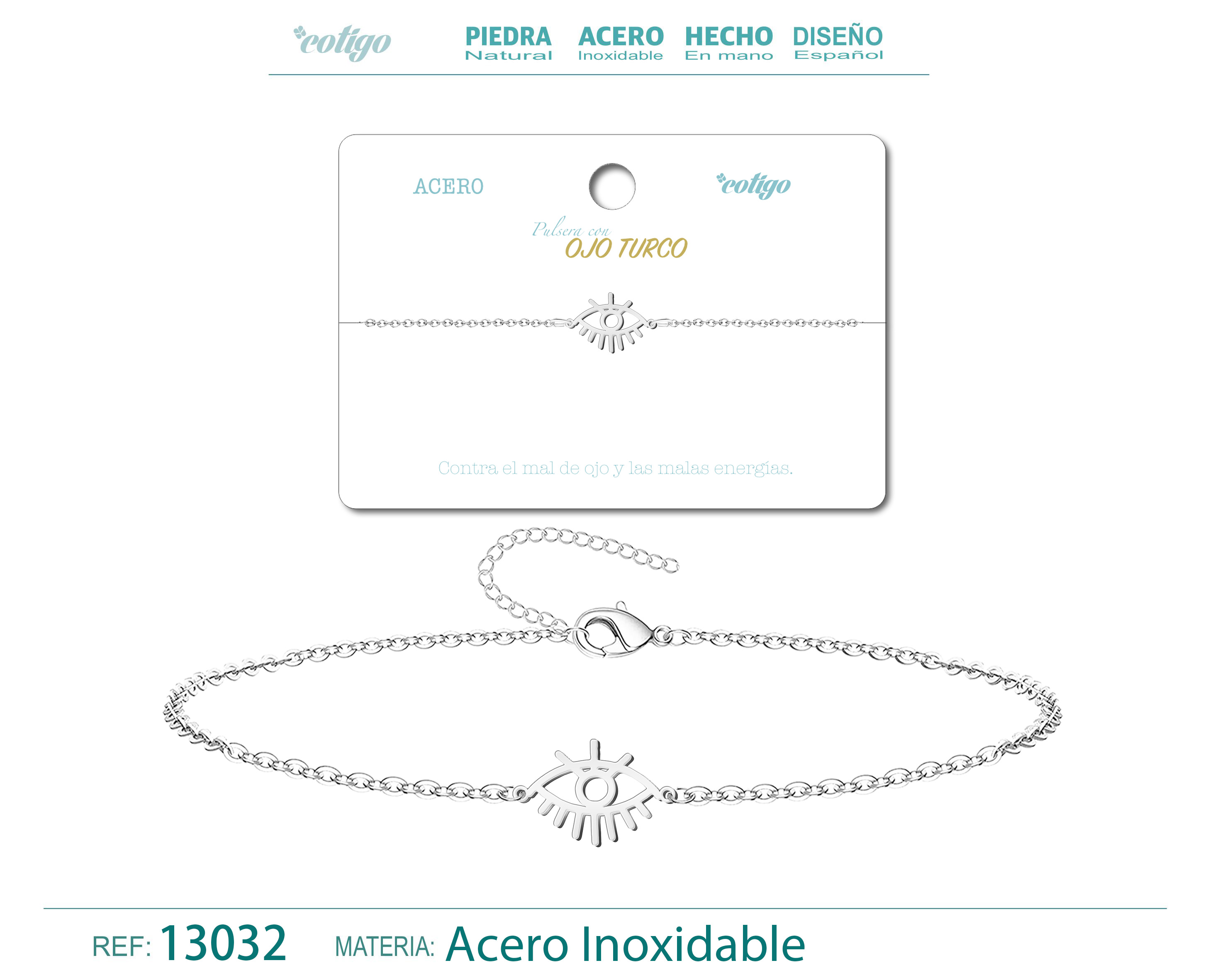 PULSERA OJO TURCO  ACERO PLATEADO