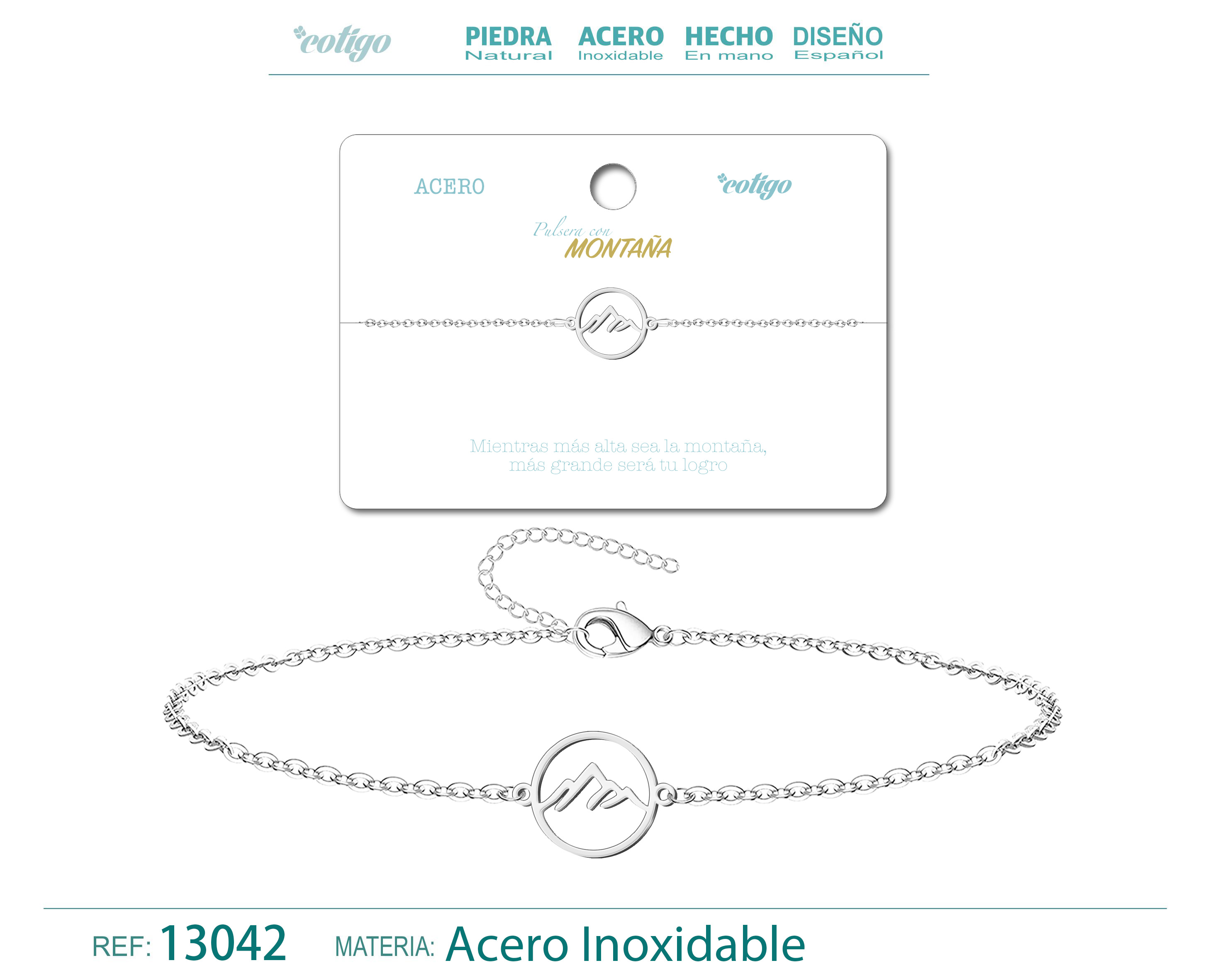 PULSERA MONTA?A  ACERO PLATEADO