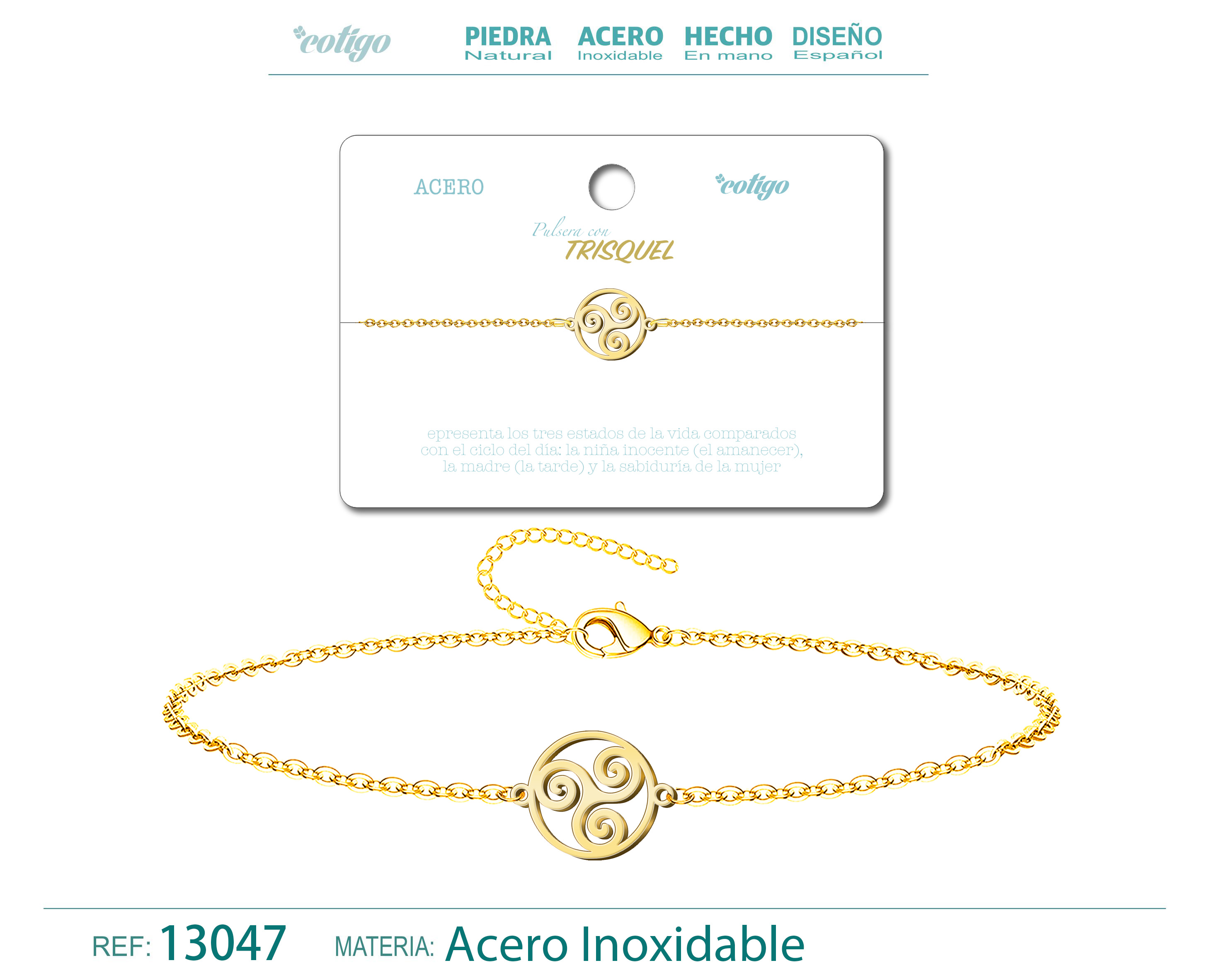 PULSERA TRISQUELACERO DORADO