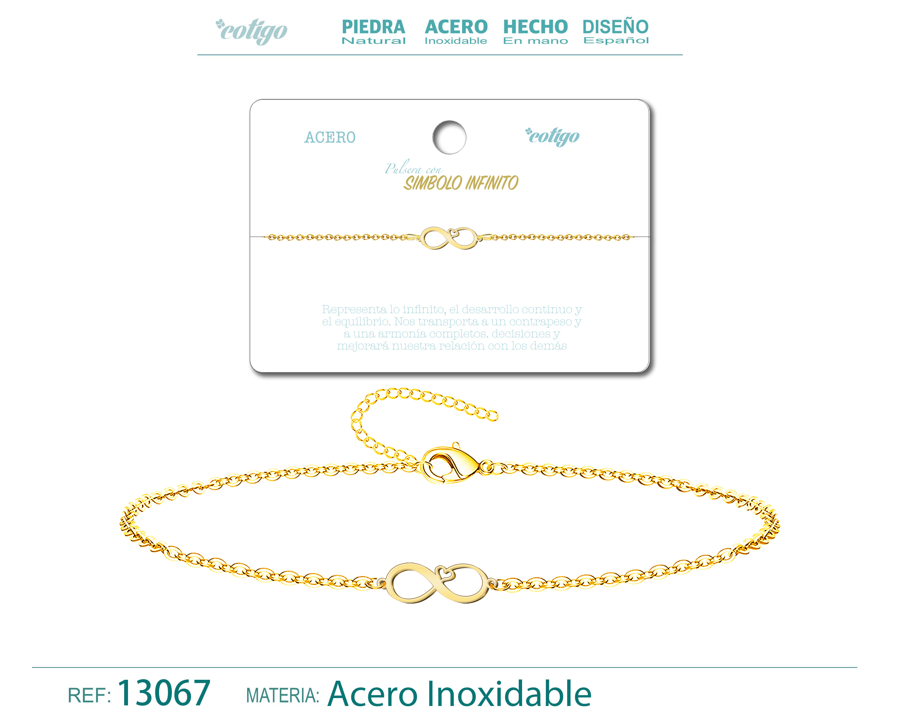 PULSERA SIMBOLO INFINITOACERO DORADO