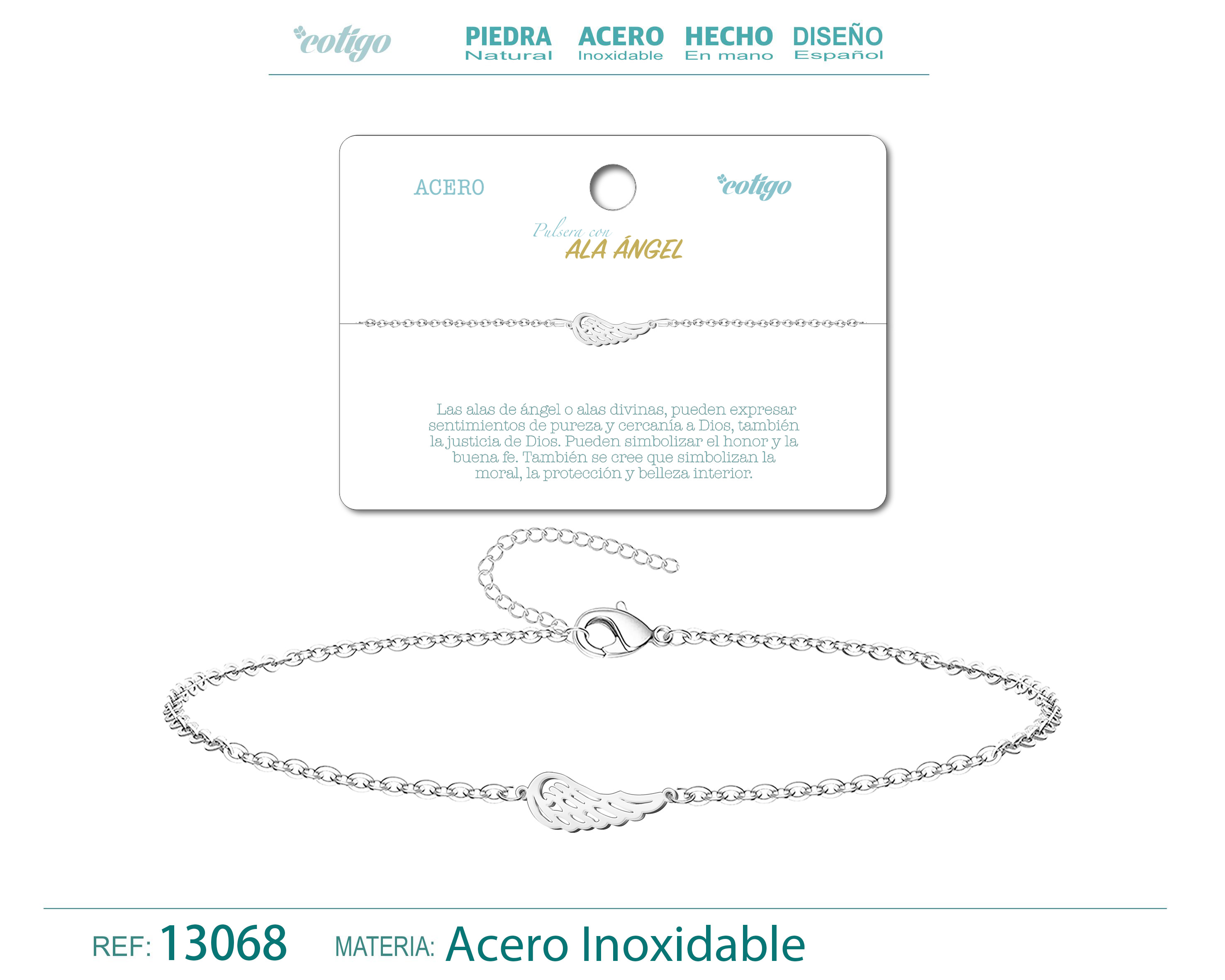PULSERA ALA ÁNGEL  ACERO PLATEADO