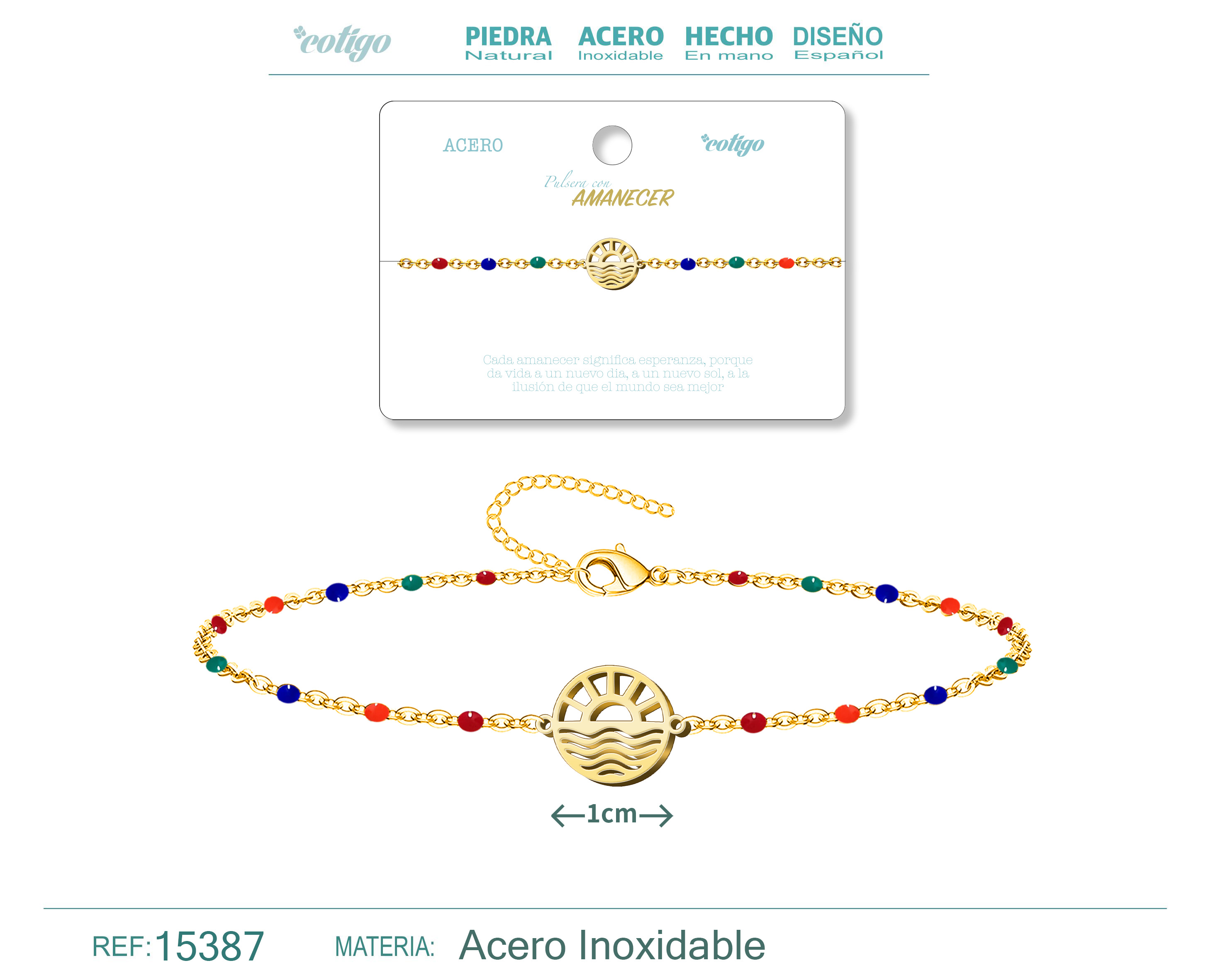 PULSERA ACERO MULTICOLOR CON AMANCER