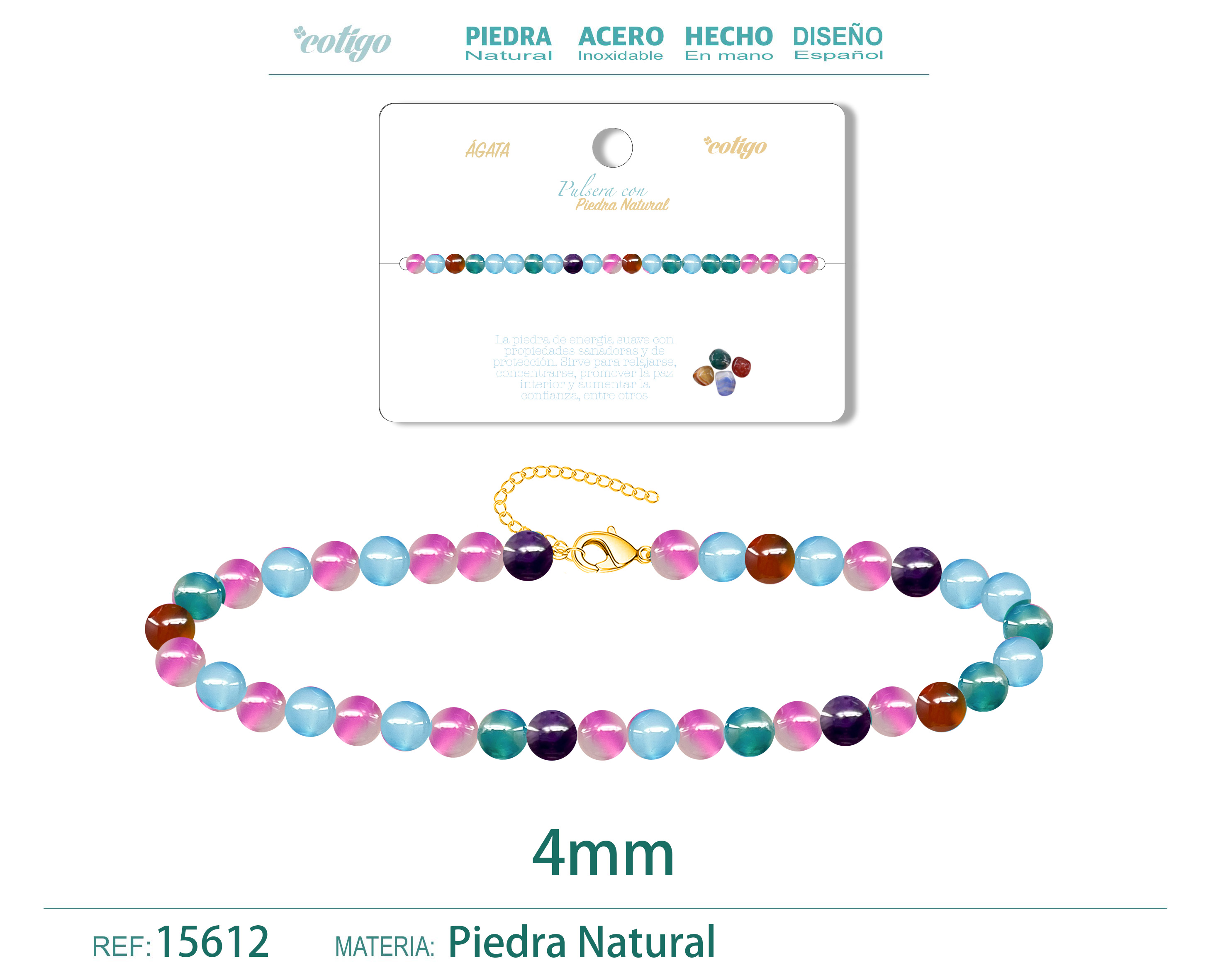 PULSERA AGATA 4MM